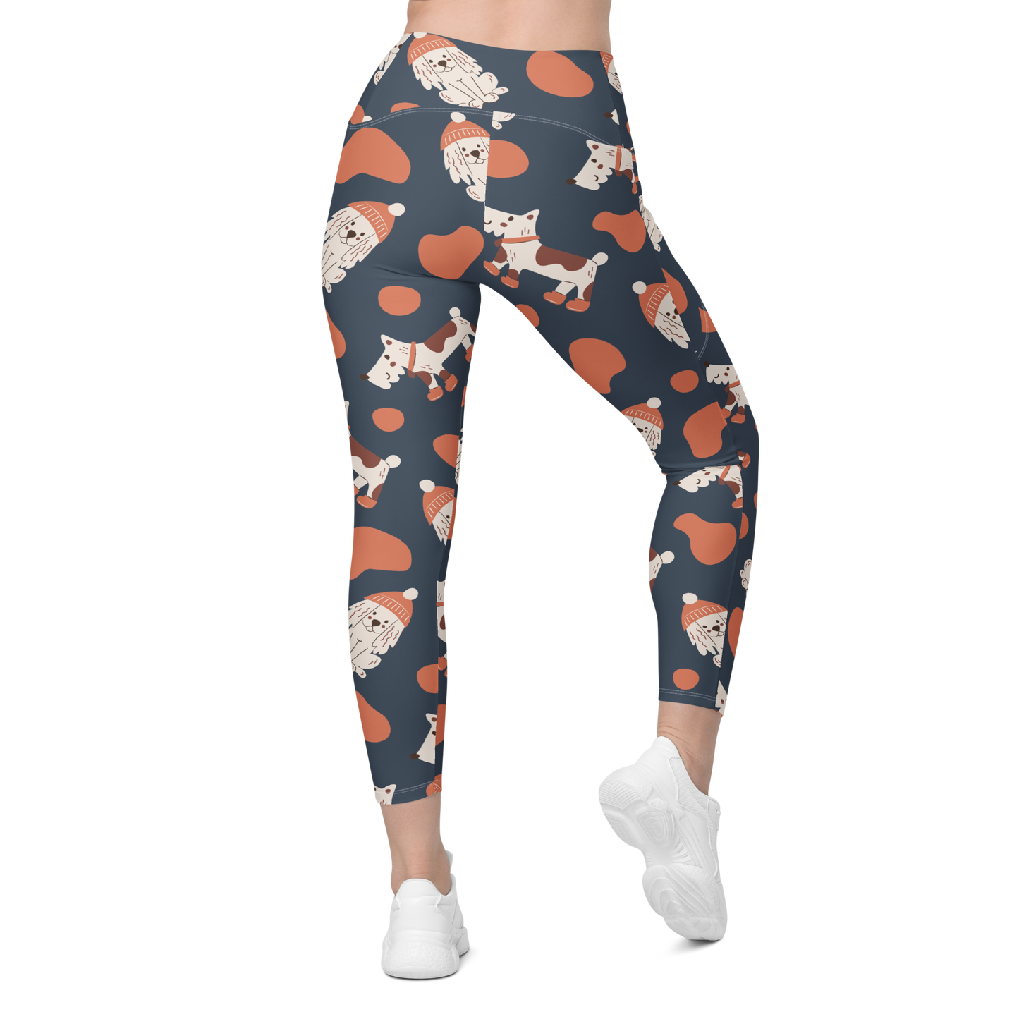 Cozy Dogs | Seamless Patterns | All-Over Print Crossover Leggings with Pockets - #5