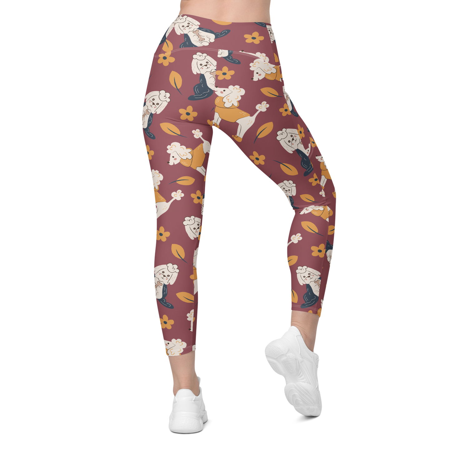 Cozy Dogs | Seamless Patterns | All-Over Print Crossover Leggings with Pockets - #9
