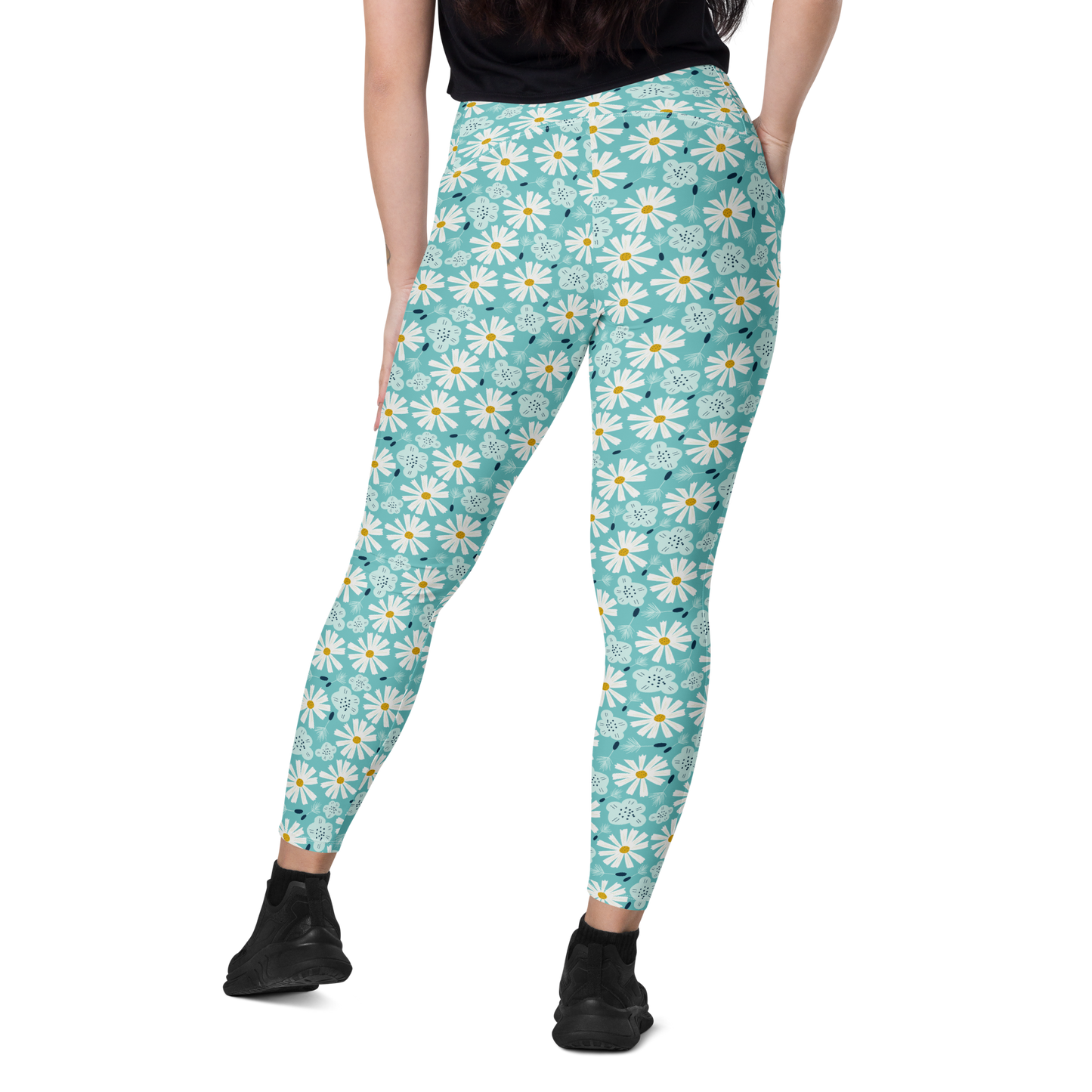 Scandinavian Spring Floral | Seamless Patterns | All-Over Print Crossover Leggings with Pockets - #10