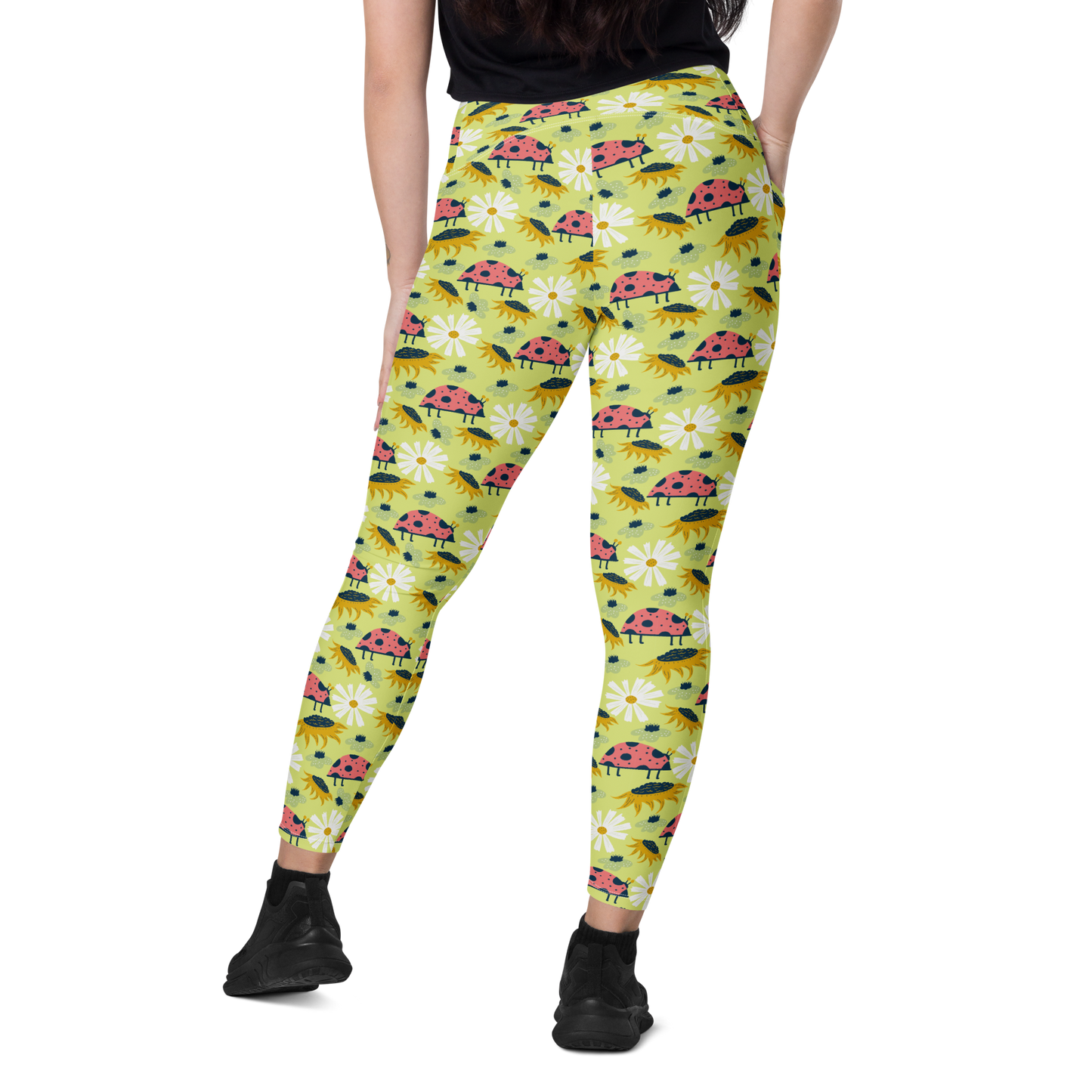 Scandinavian Spring Floral | Seamless Patterns | All-Over Print Crossover Leggings with Pockets - #6