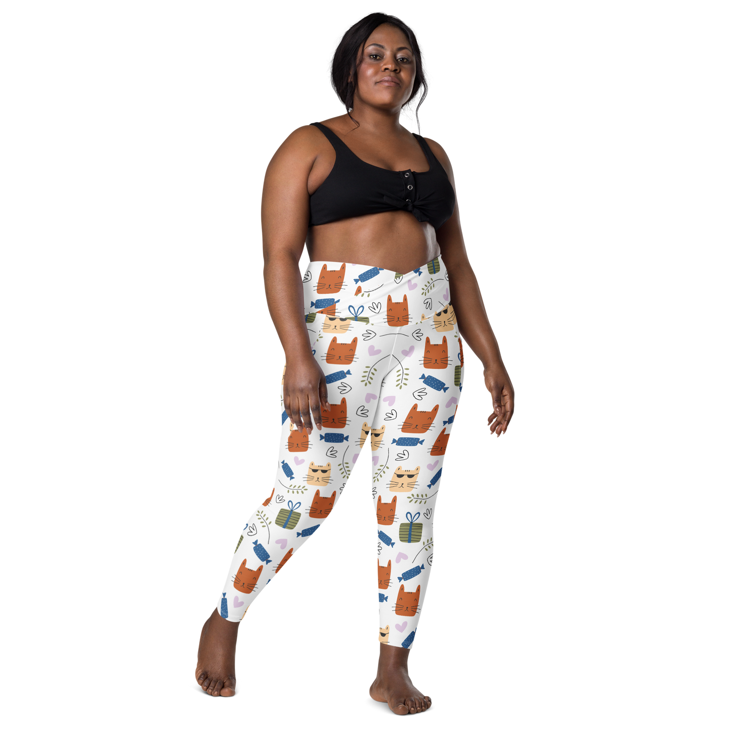 Cat Seamless Pattern Batch 01 | Seamless Patterns | All-Over Print Crossover Leggings with Pockets - #8