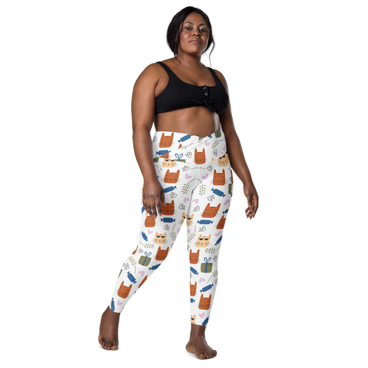 Cat Seamless Pattern Batch 01 | Seamless Patterns | All-Over Print Crossover Leggings with Pockets - #8