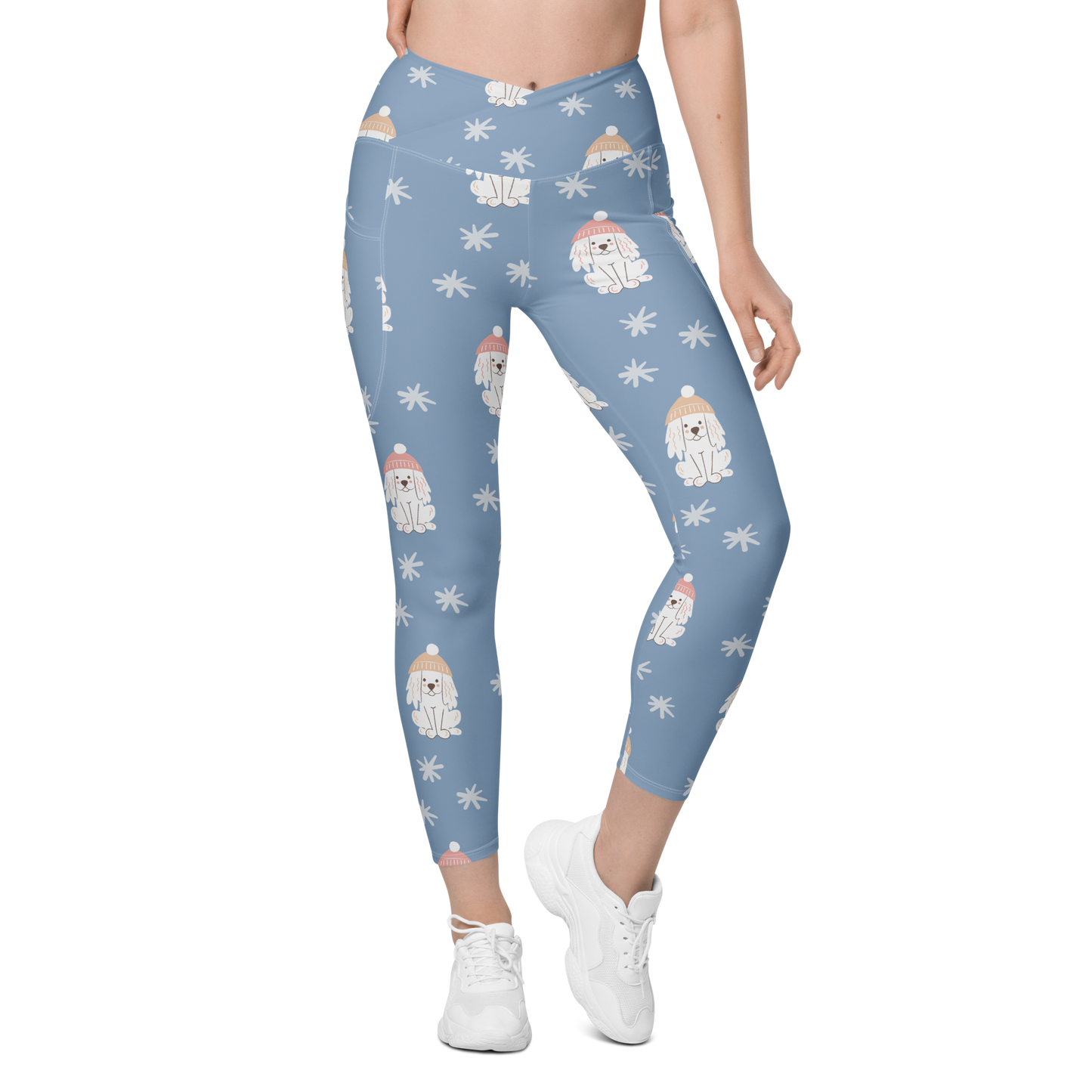 Cozy Dogs | Seamless Patterns | All-Over Print Crossover Leggings with Pockets - #3