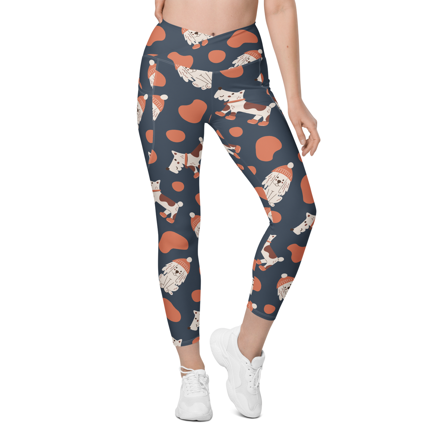 Cozy Dogs | Seamless Patterns | All-Over Print Crossover Leggings with Pockets - #5