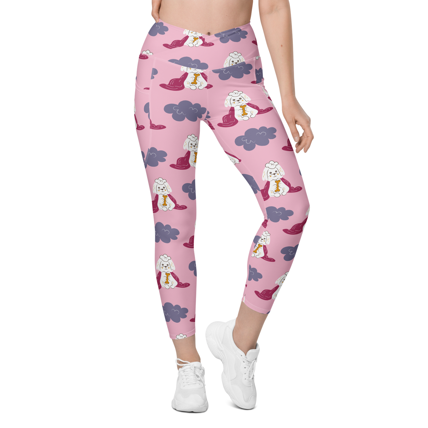 Cozy Dogs | Seamless Patterns | All-Over Print Crossover Leggings with Pockets - #10
