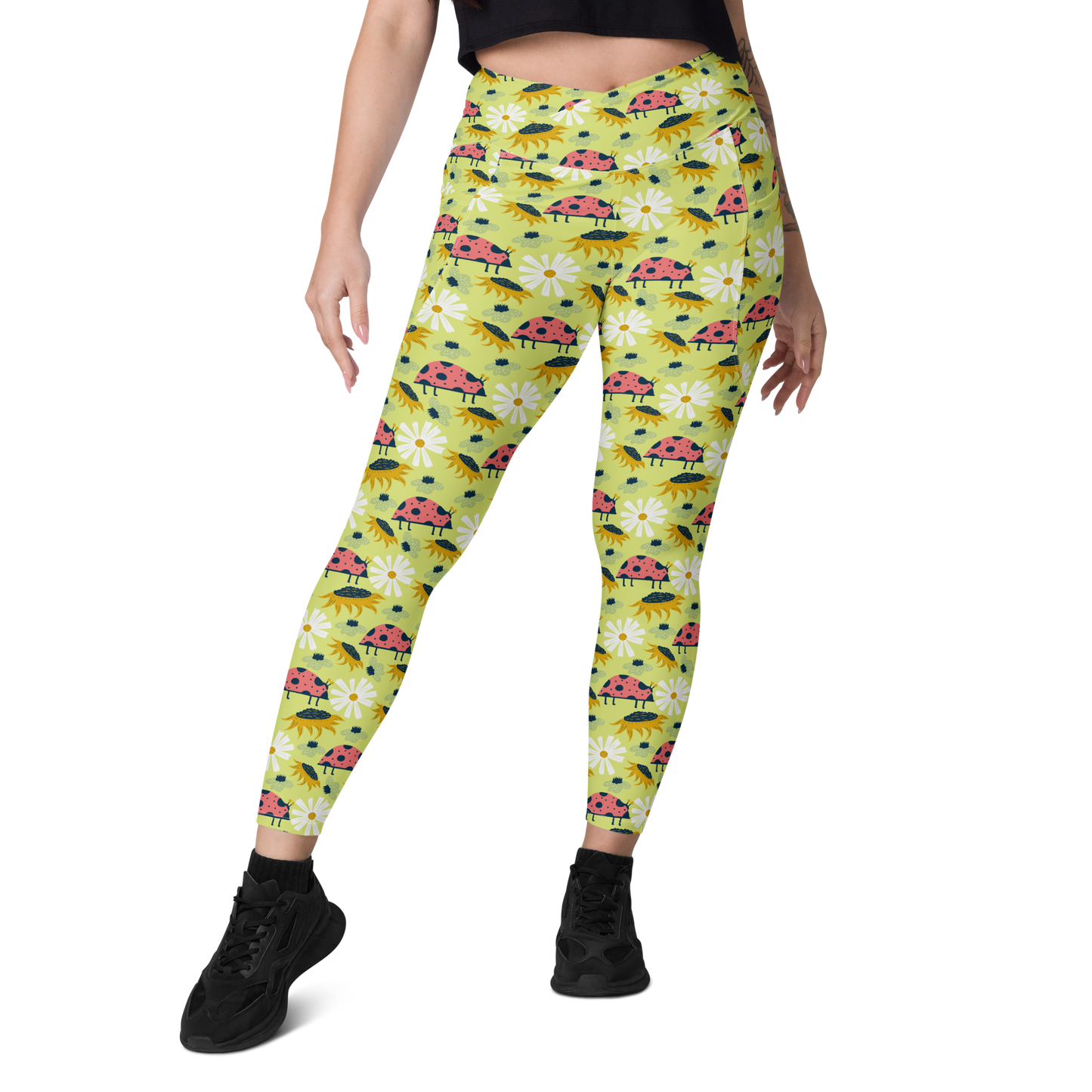 Scandinavian Spring Floral | Seamless Patterns | All-Over Print Crossover Leggings with Pockets - #6