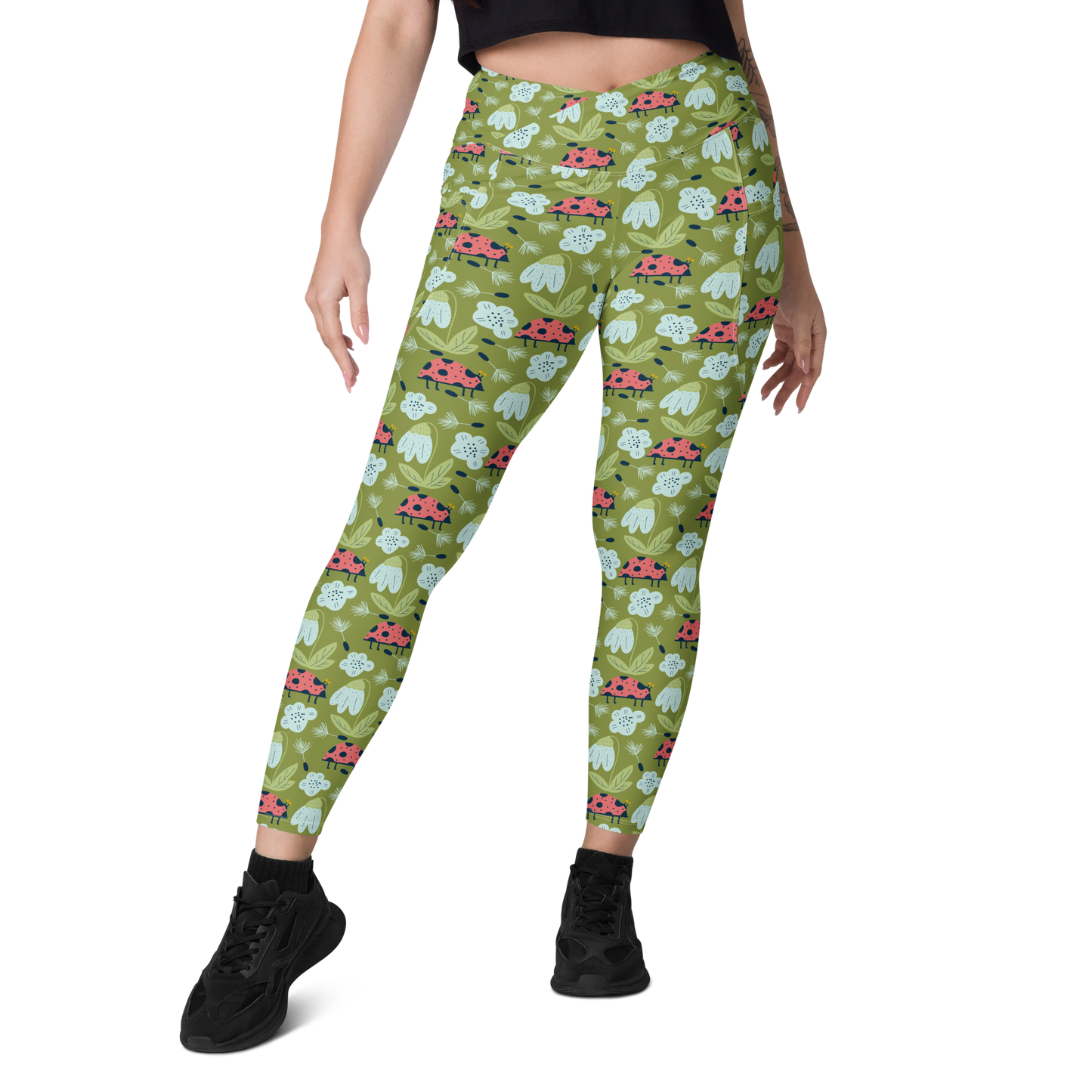 Scandinavian Spring Floral | Seamless Patterns | All-Over Print Crossover Leggings with Pockets - #5