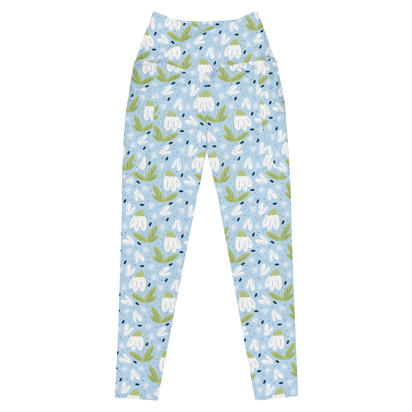 Scandinavian Spring Floral | Seamless Patterns | All-Over Print Crossover Leggings with Pockets - #3