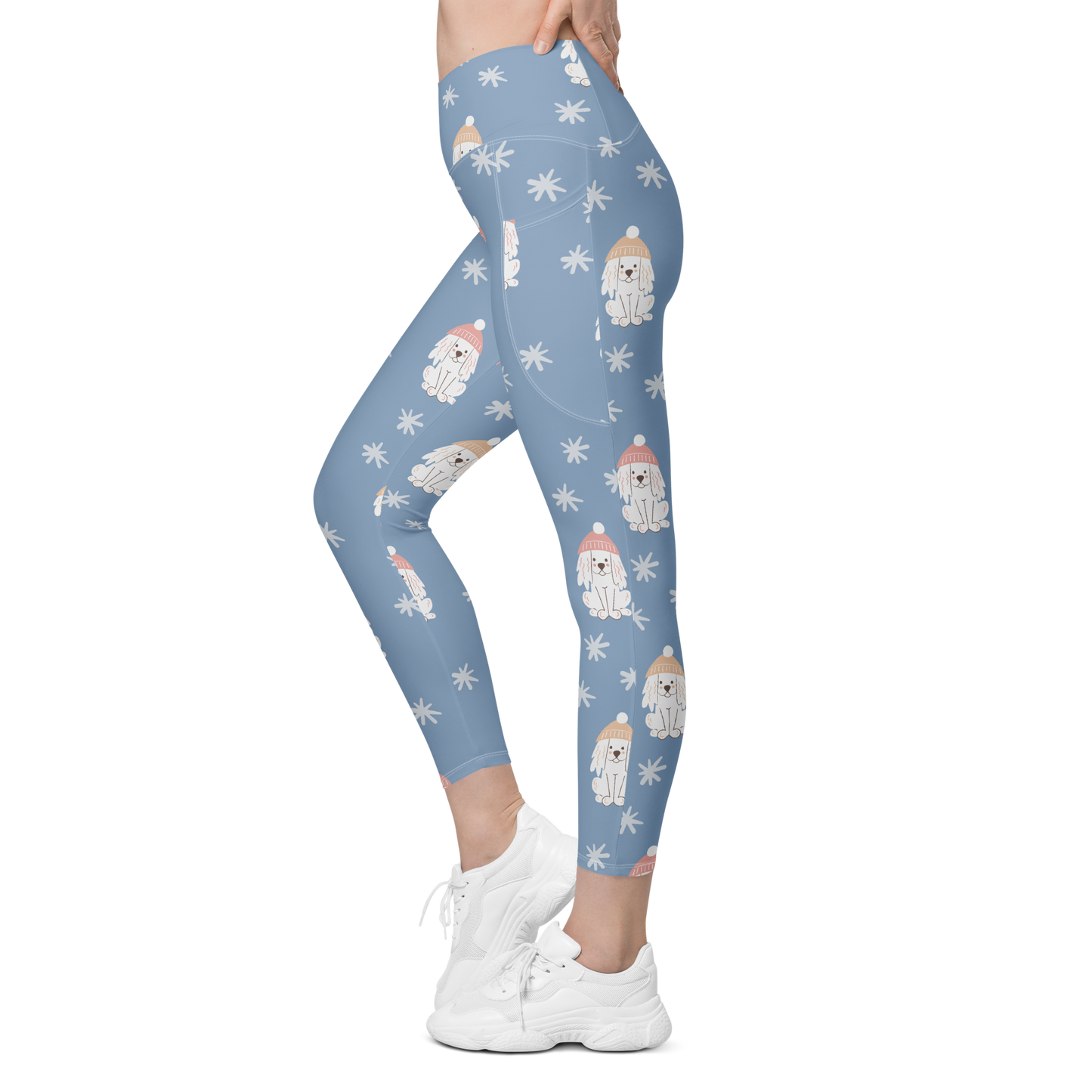 Cozy Dogs | Seamless Patterns | All-Over Print Crossover Leggings with Pockets - #3