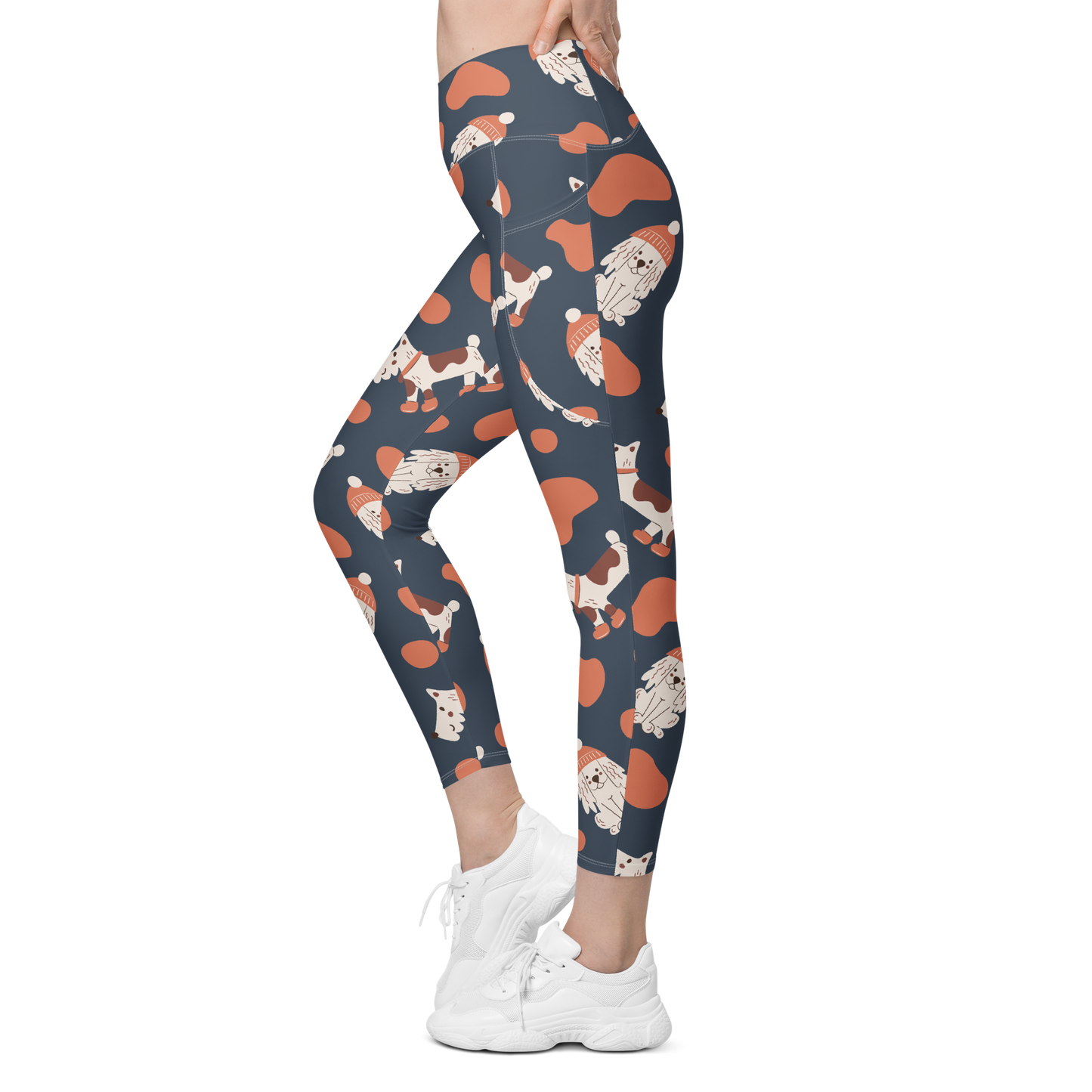 Cozy Dogs | Seamless Patterns | All-Over Print Crossover Leggings with Pockets - #5