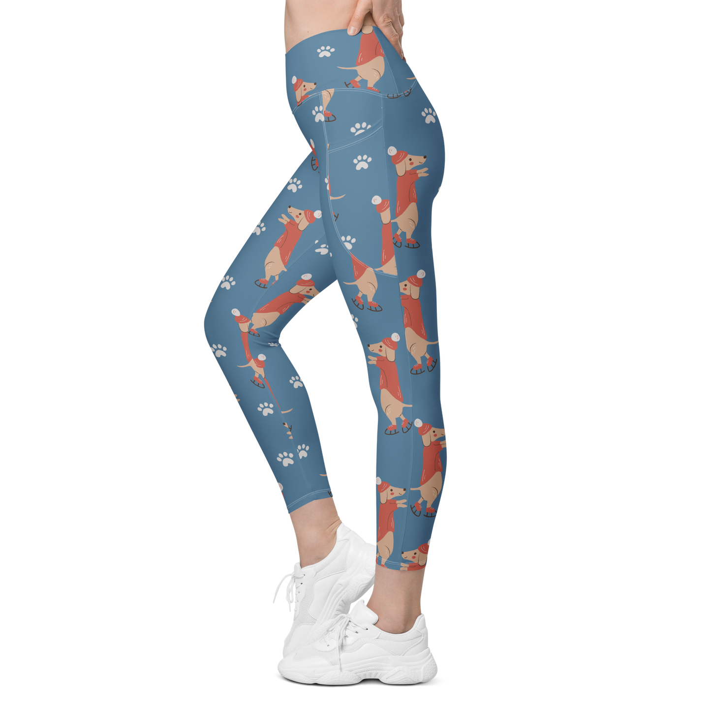 Cozy Dogs | Seamless Patterns | All-Over Print Crossover Leggings with Pockets - #6