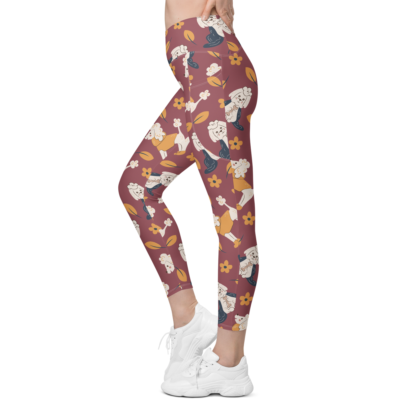 Cozy Dogs | Seamless Patterns | All-Over Print Crossover Leggings with Pockets - #9