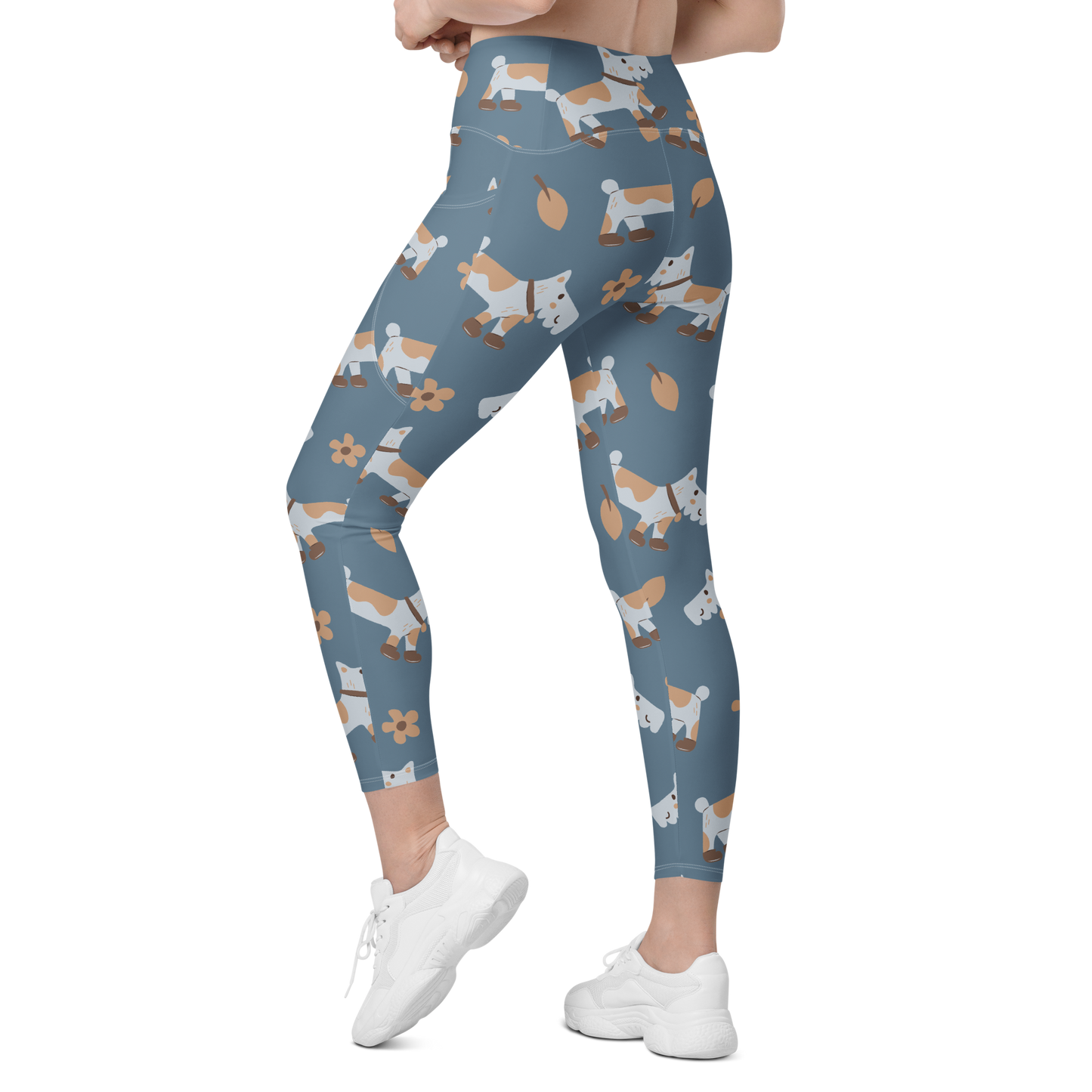 Cozy Dogs | Seamless Patterns | All-Over Print Crossover Leggings with Pockets - #2