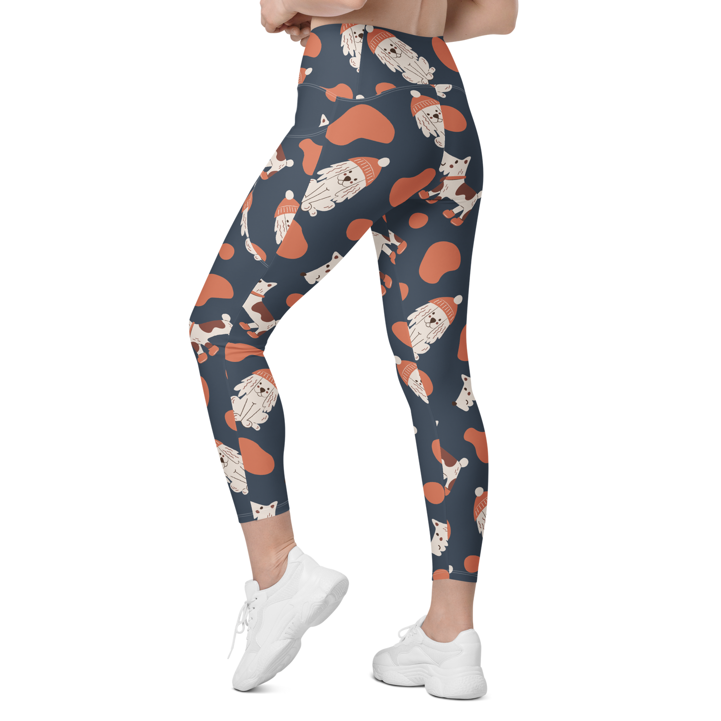 Cozy Dogs | Seamless Patterns | All-Over Print Crossover Leggings with Pockets - #5