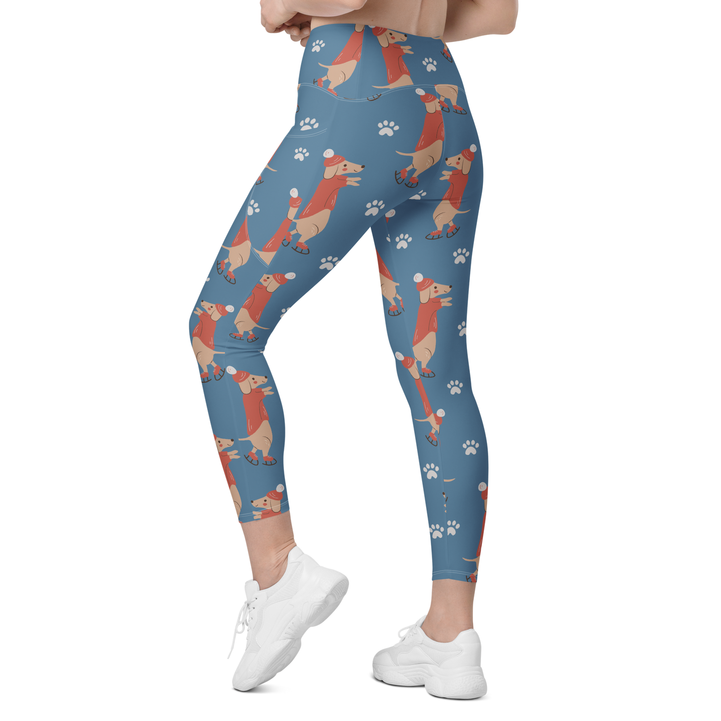 Cozy Dogs | Seamless Patterns | All-Over Print Crossover Leggings with Pockets - #6