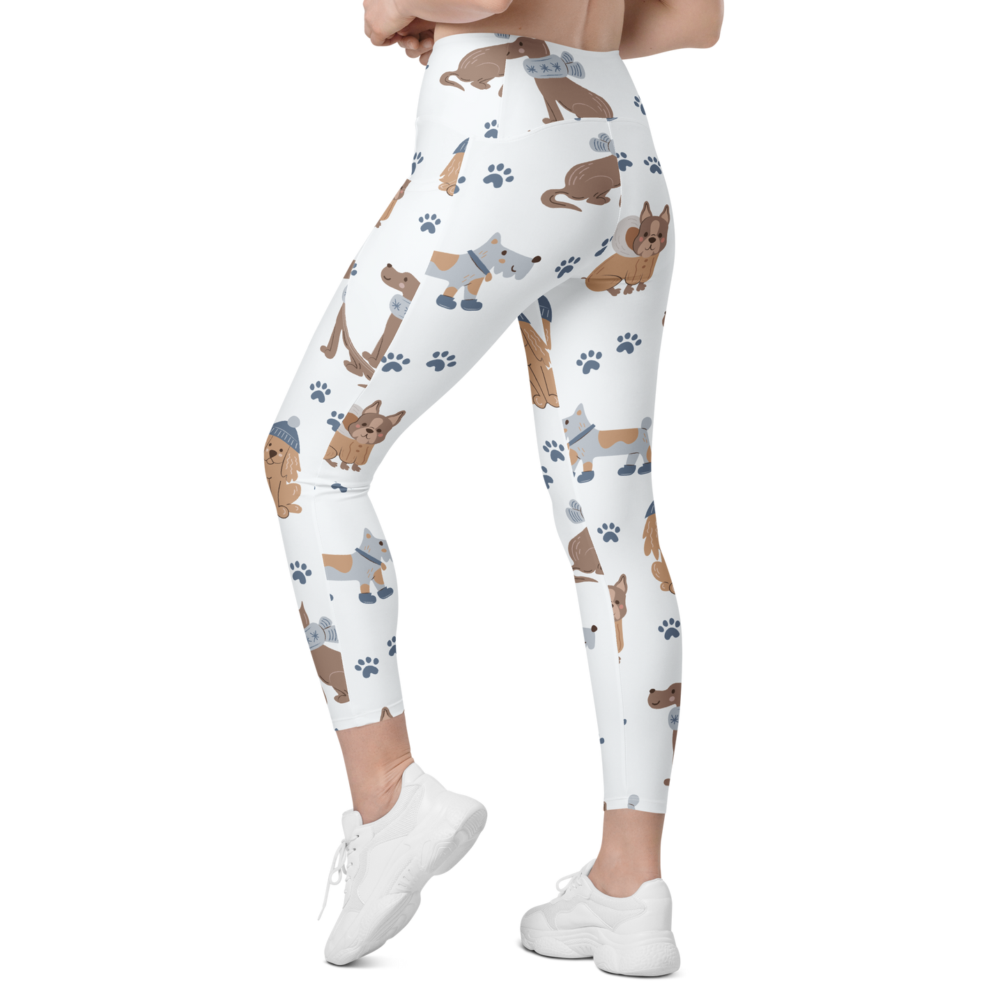 Cozy Dogs | Seamless Patterns | All-Over Print Crossover Leggings with Pockets - #7