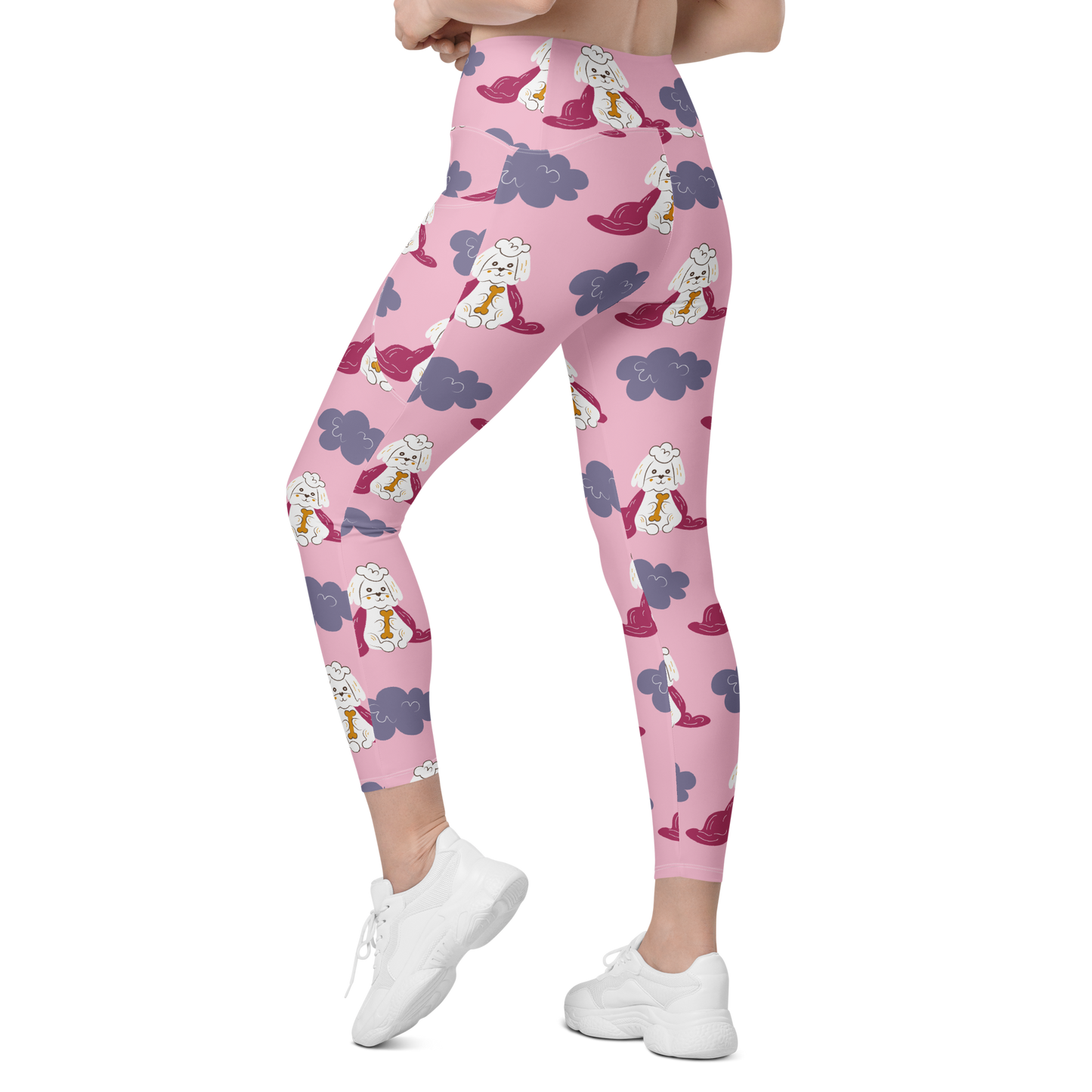 Cozy Dogs | Seamless Patterns | All-Over Print Crossover Leggings with Pockets - #10