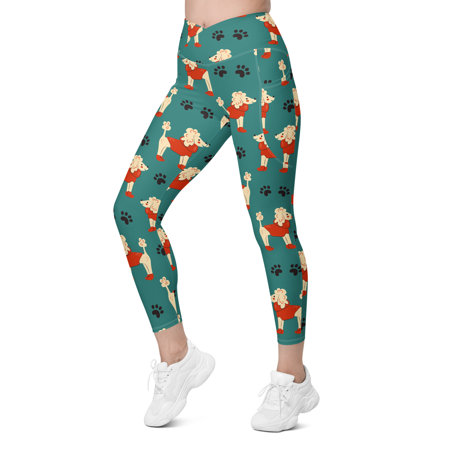 Cozy Dogs | Seamless Patterns | All-Over Print Crossover Leggings with Pockets - #1