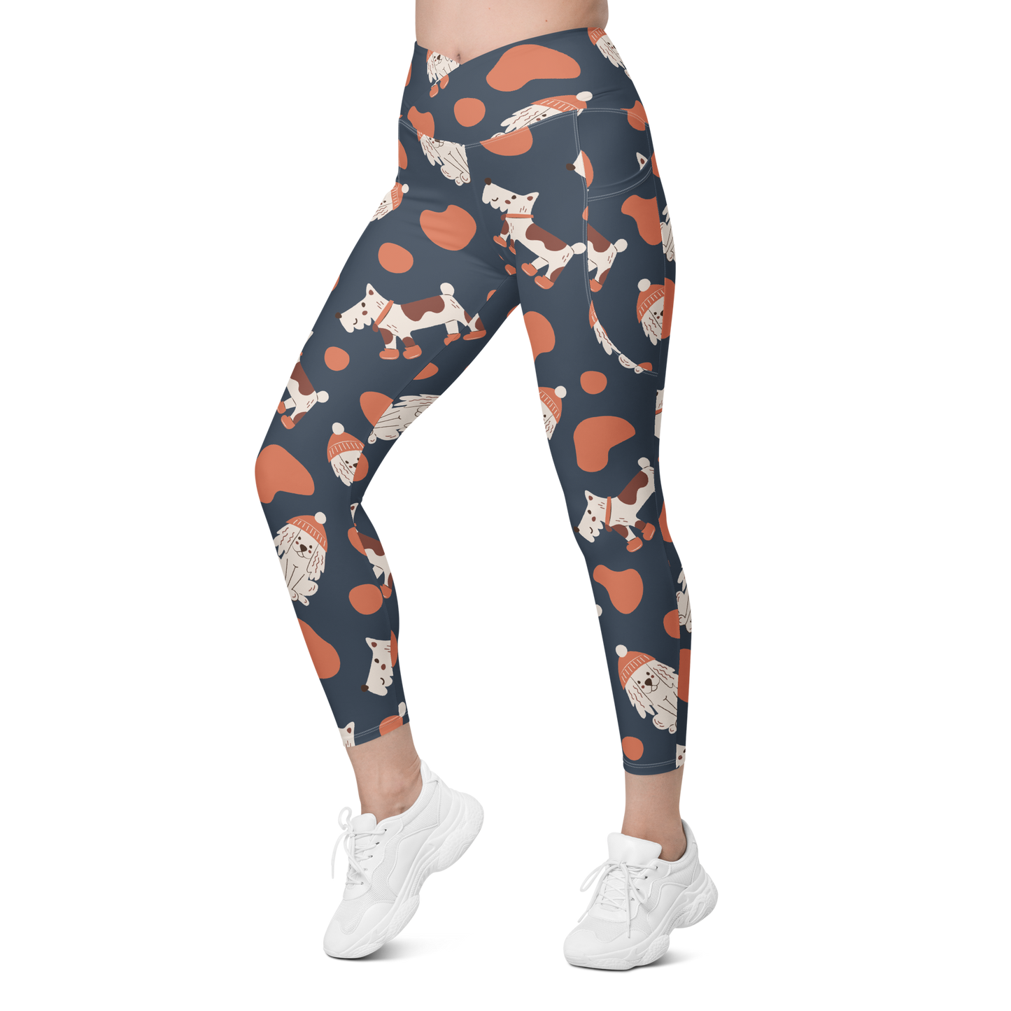 Cozy Dogs | Seamless Patterns | All-Over Print Crossover Leggings with Pockets - #5