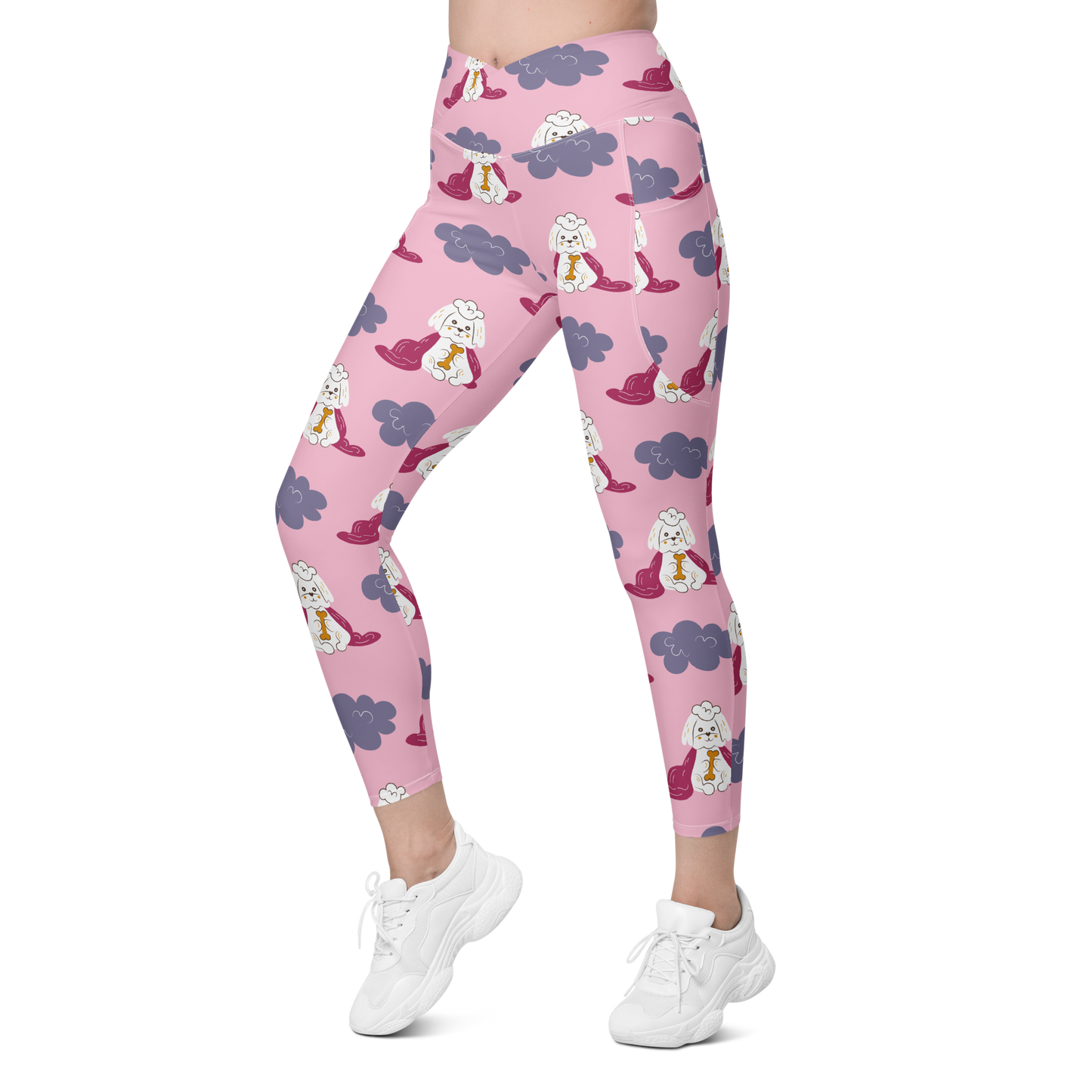 Cozy Dogs | Seamless Patterns | All-Over Print Crossover Leggings with Pockets - #10