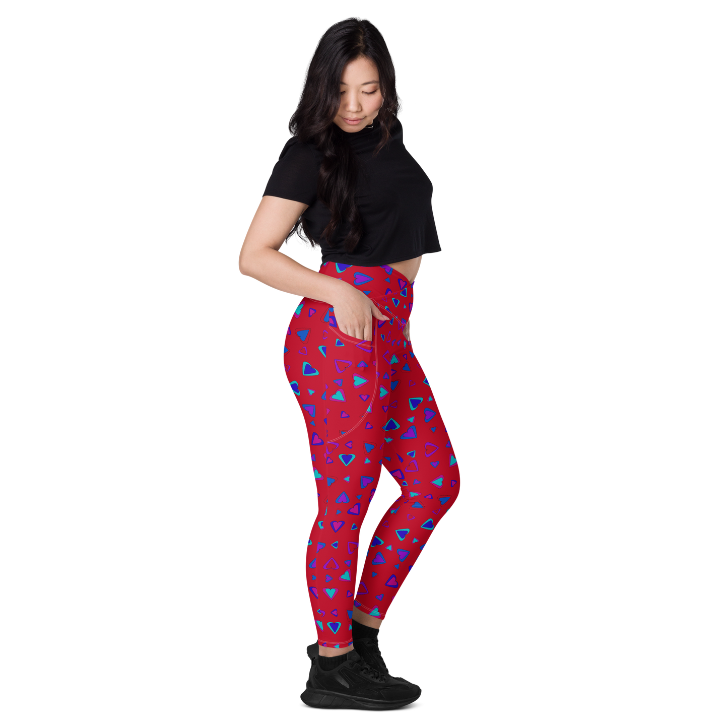 Rainbow Of Hearts | Batch 01 | Seamless Patterns | All-Over Print Crossover Leggings with Pockets - #1