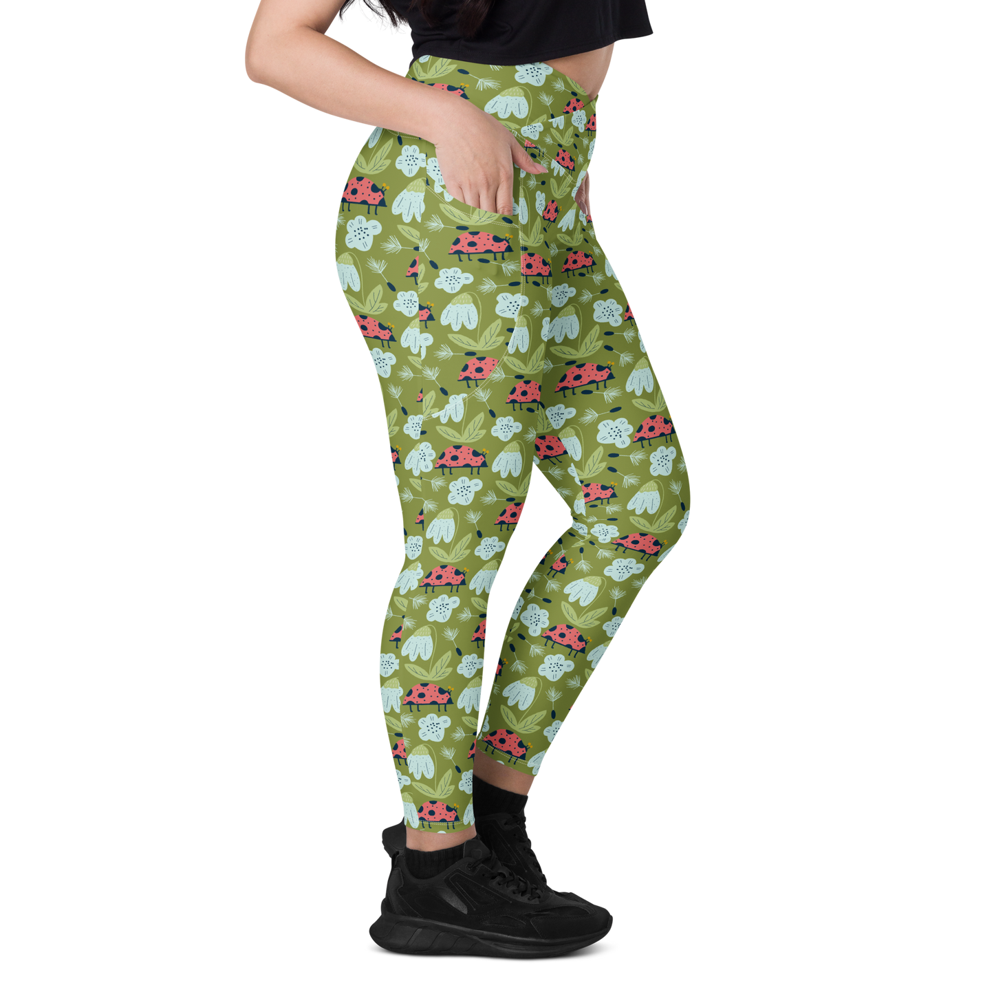 Scandinavian Spring Floral | Seamless Patterns | All-Over Print Crossover Leggings with Pockets - #5
