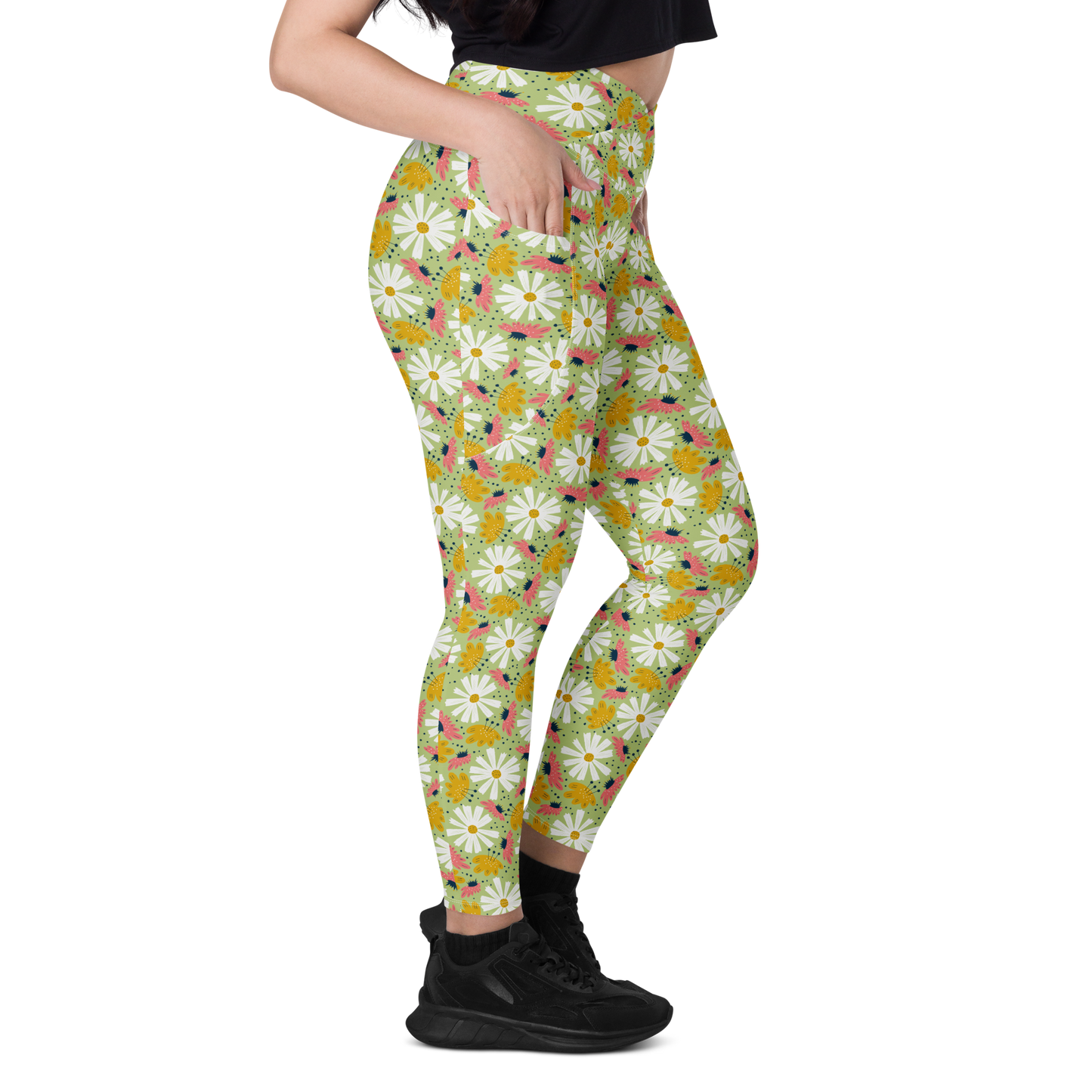 Scandinavian Spring Floral | Seamless Patterns | All-Over Print Crossover Leggings with Pockets - #4