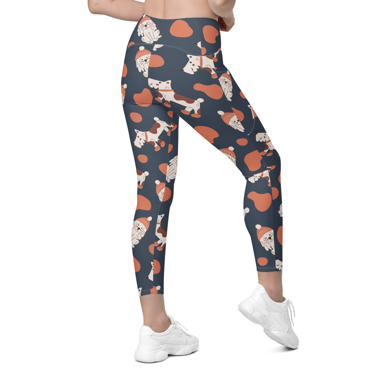 Cozy Dogs | Seamless Patterns | All-Over Print Crossover Leggings with Pockets - #5