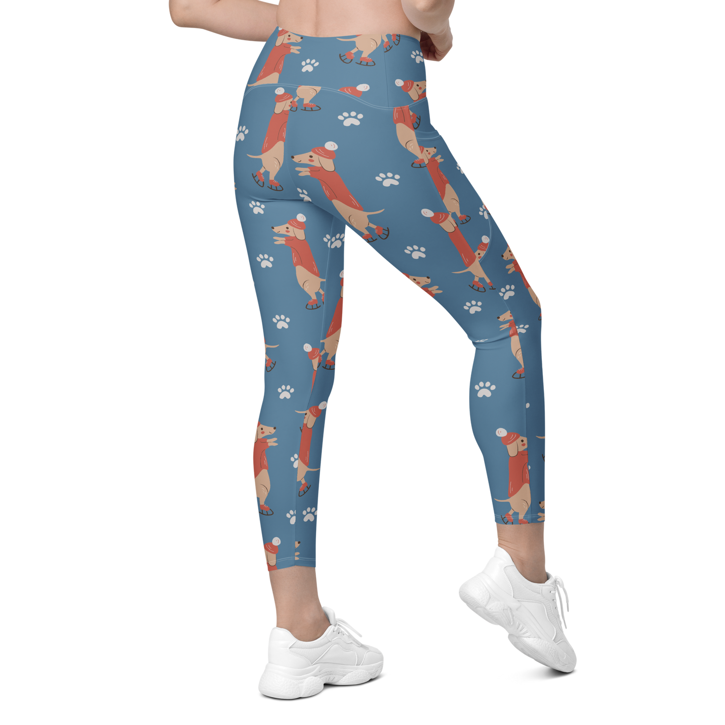 Cozy Dogs | Seamless Patterns | All-Over Print Crossover Leggings with Pockets - #6