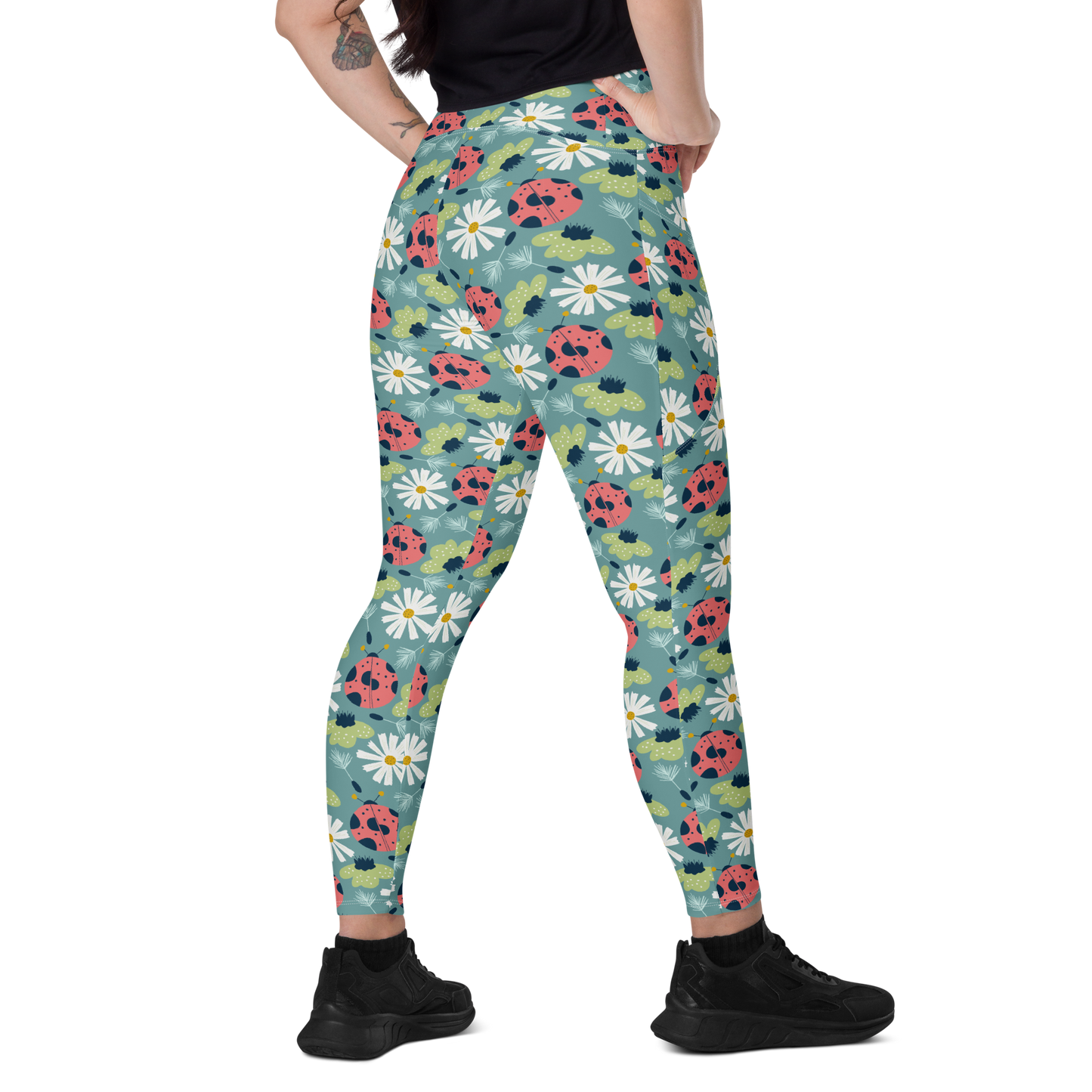 Scandinavian Spring Floral | Seamless Patterns | All-Over Print Crossover Leggings with Pockets - #2