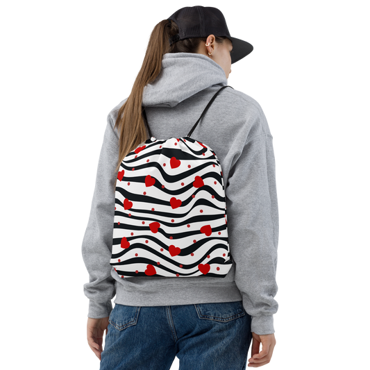 Black & Red | Colorful Patterns | All-Over Print Drawstring Bag - #2