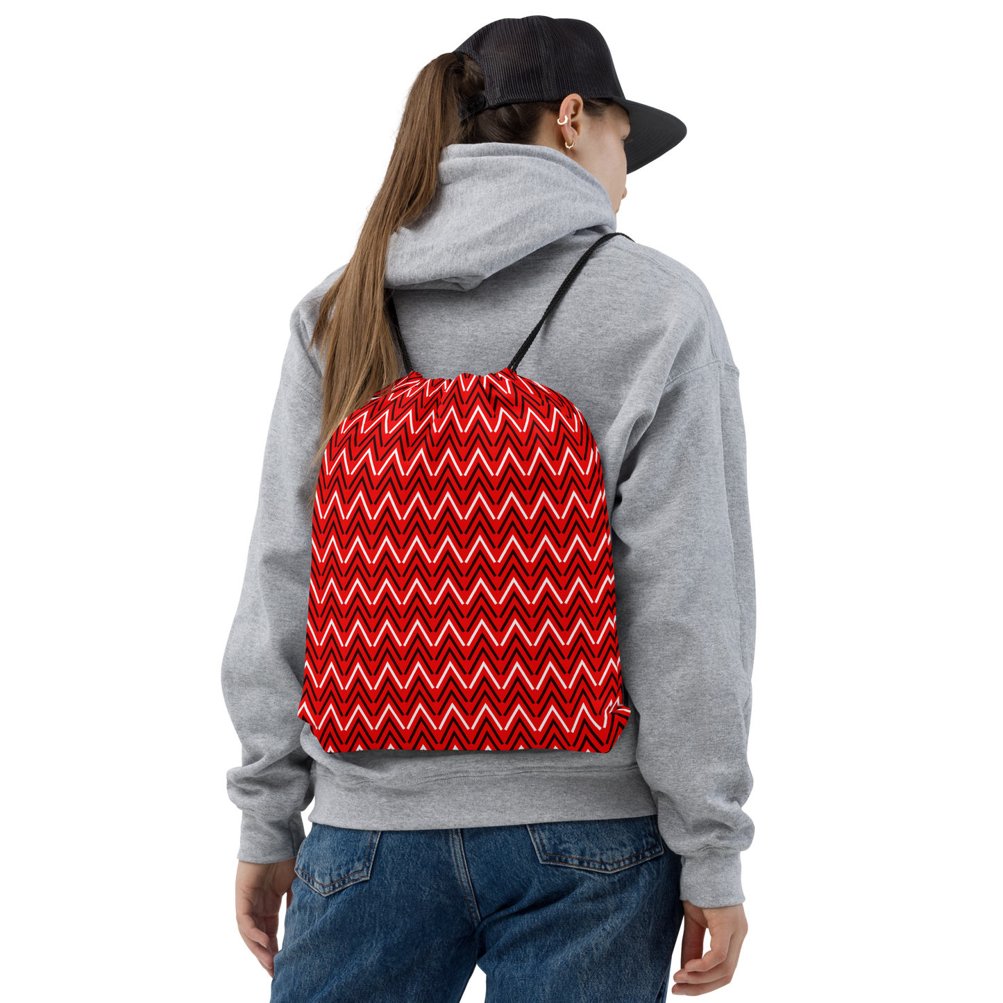 Black & Red | Colorful Patterns | All-Over Print Drawstring Bag - #5