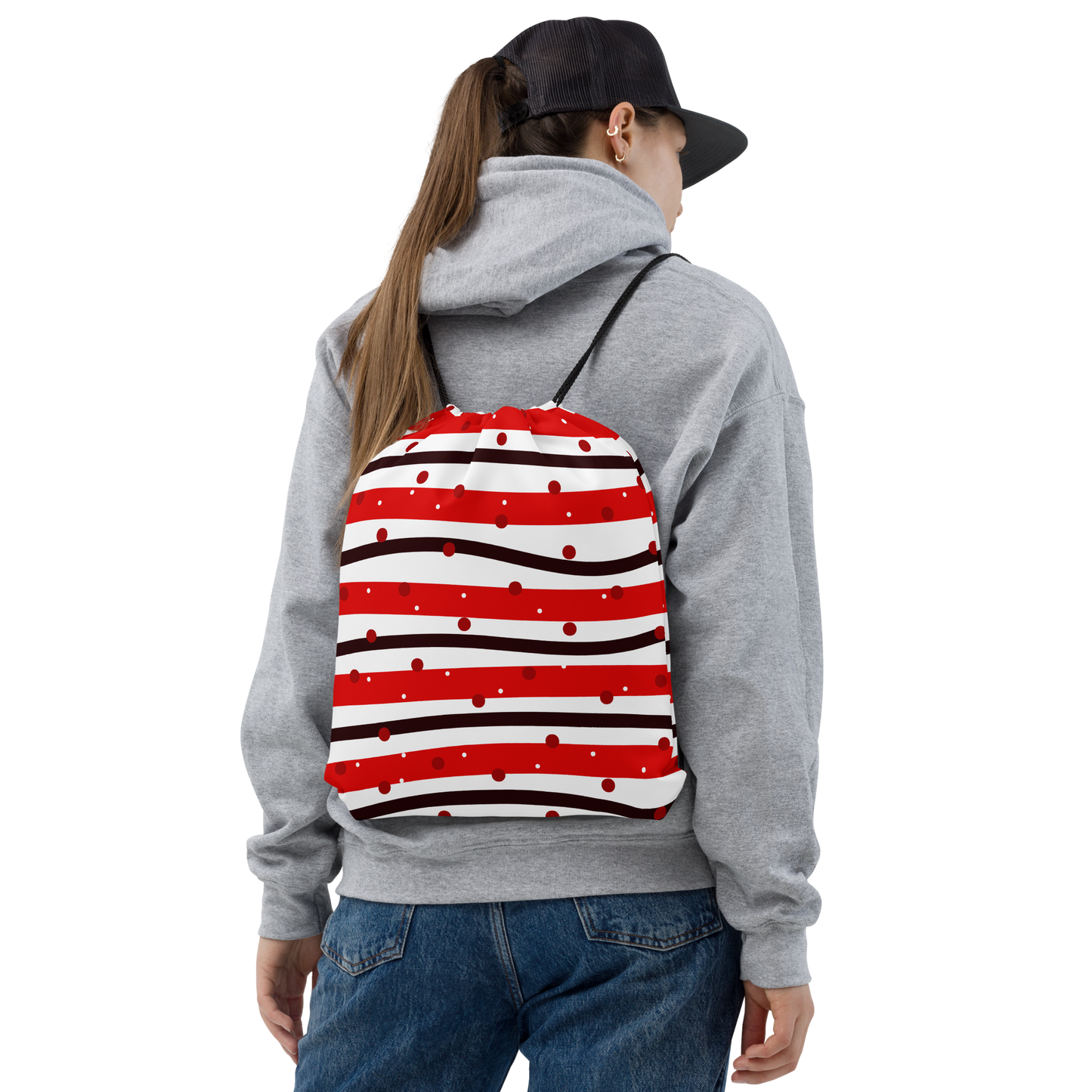Black & Red | Colorful Patterns | All-Over Print Drawstring Bag - #11