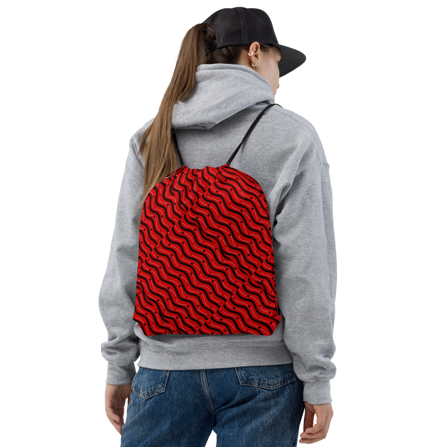 Black & Red | Colorful Patterns | All-Over Print Drawstring Bag - #13