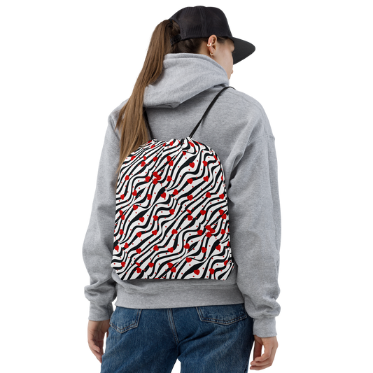 Black & Red | Colorful Patterns | All-Over Print Drawstring Bag - #14