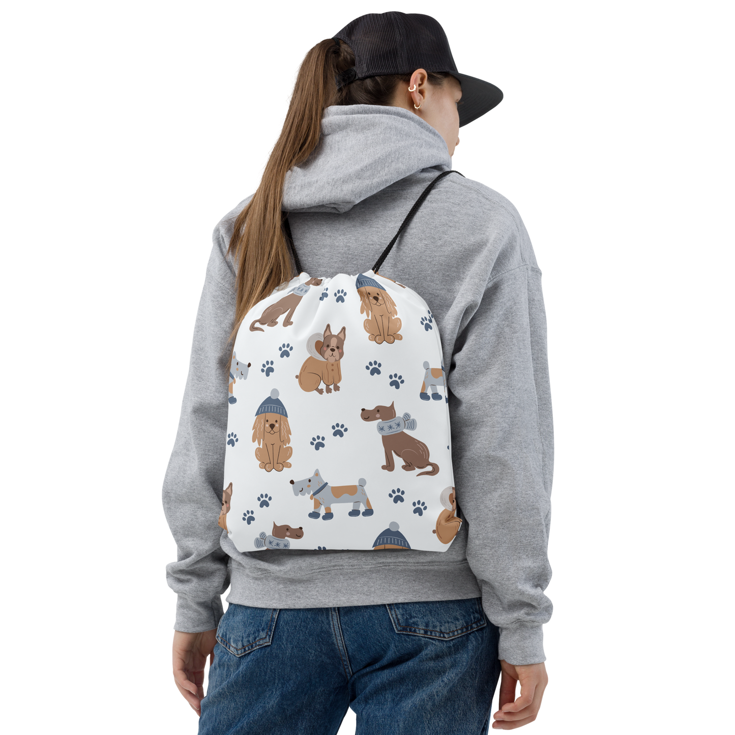 Cozy Dogs | Seamless Patterns | All-Over Print Drawstring Bag - #7