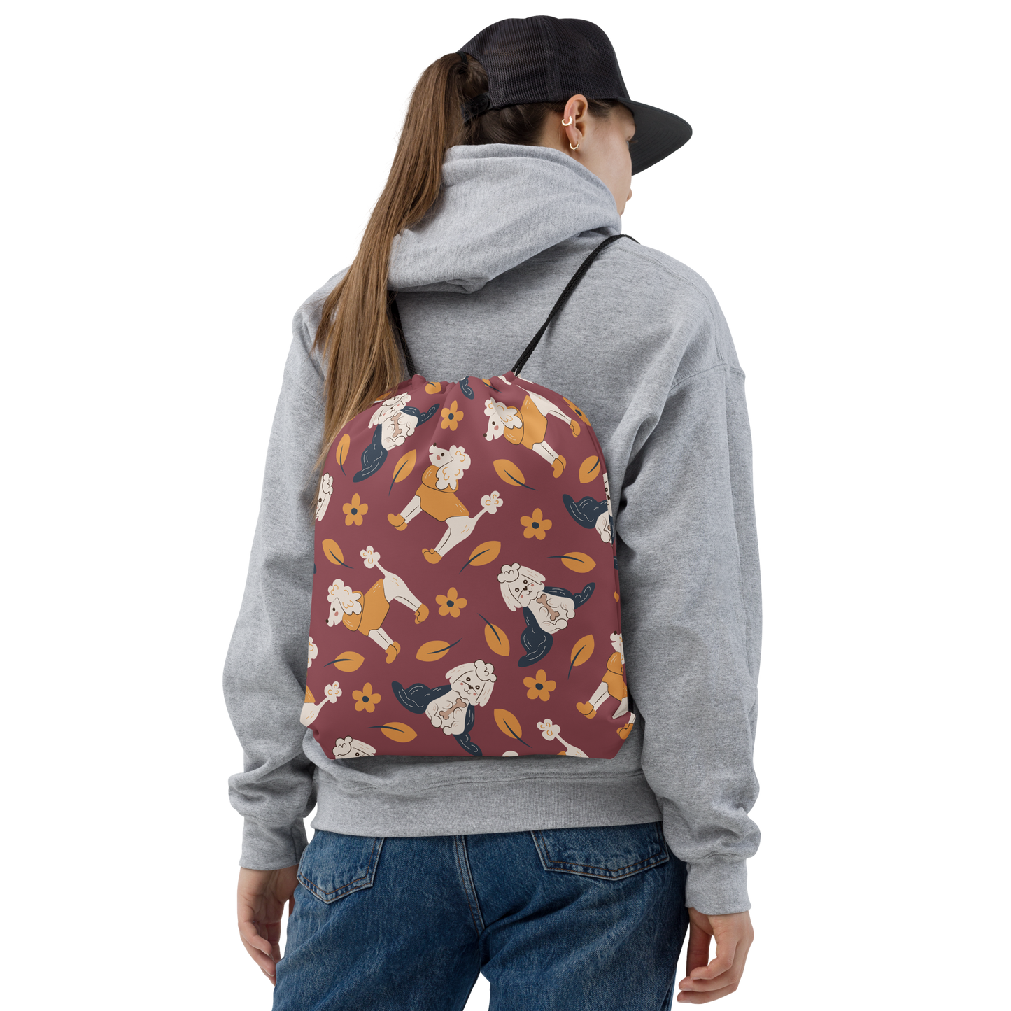 Cozy Dogs | Seamless Patterns | All-Over Print Drawstring Bag - #9