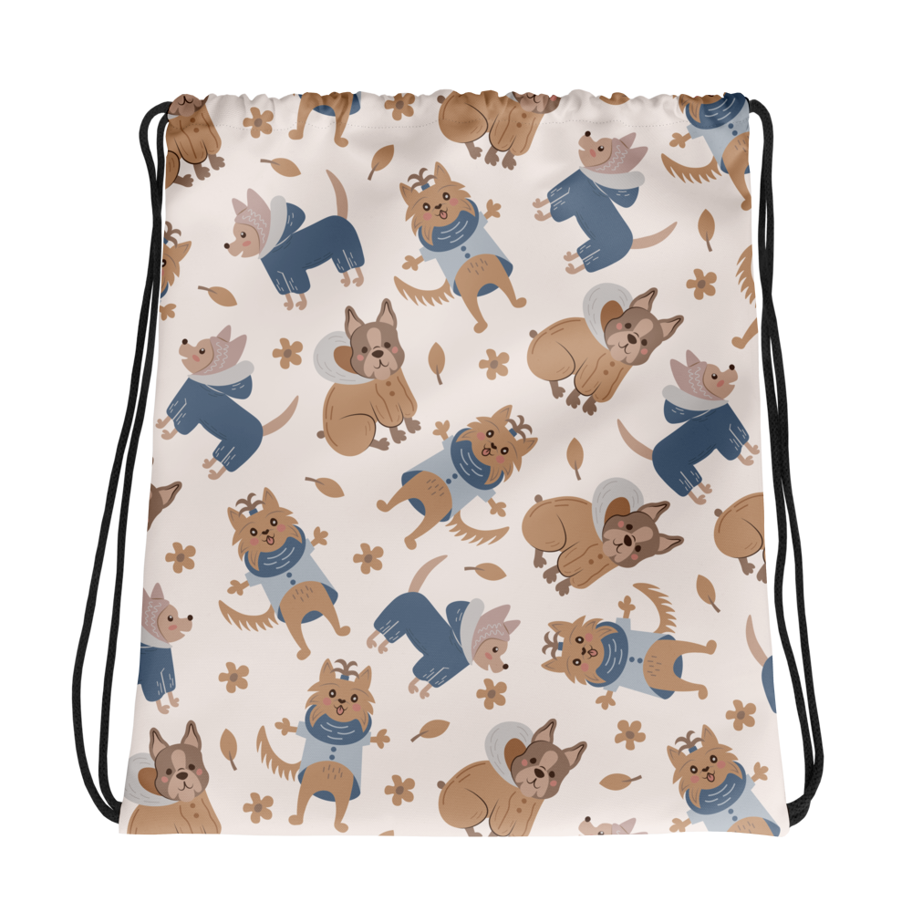 Cozy Dogs | Seamless Patterns | All-Over Print Drawstring Bag - #8