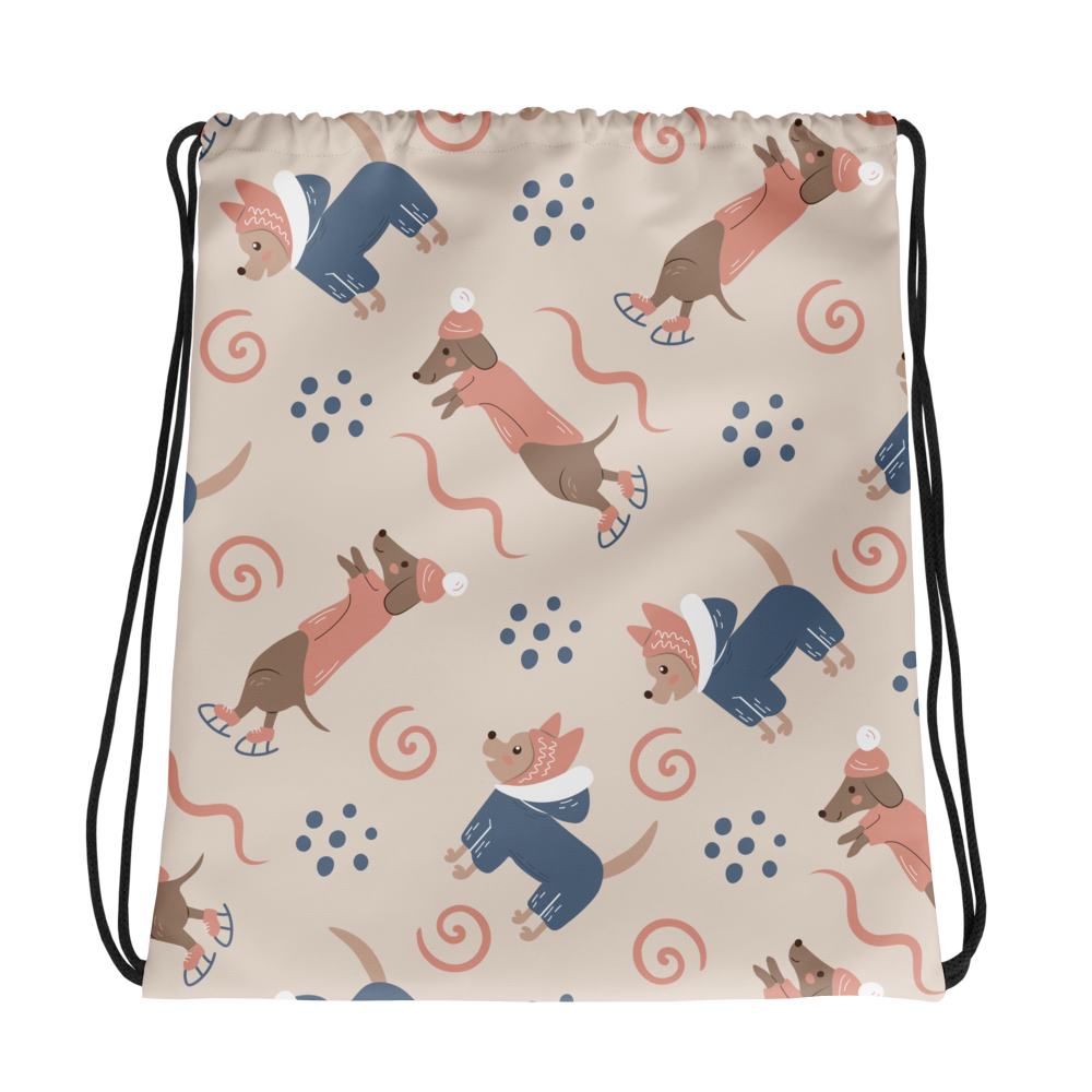 Cozy Dogs | Seamless Patterns | All-Over Print Drawstring Bag - #12