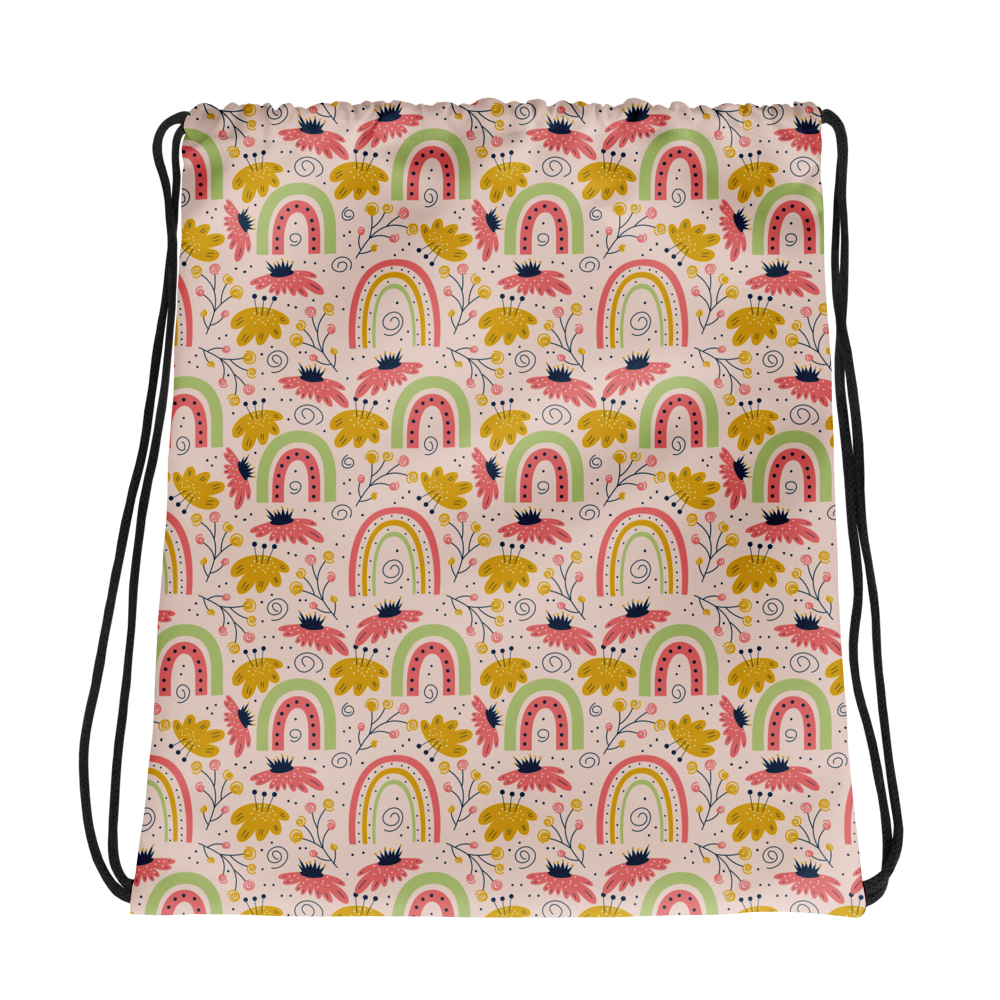 Scandinavian Spring Floral | Seamless Patterns | All-Over Print Drawstring Bag - #7