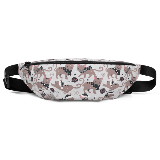 Winter Christmas Cat | Seamless Patterns | All-Over Print Fanny Pack - #1