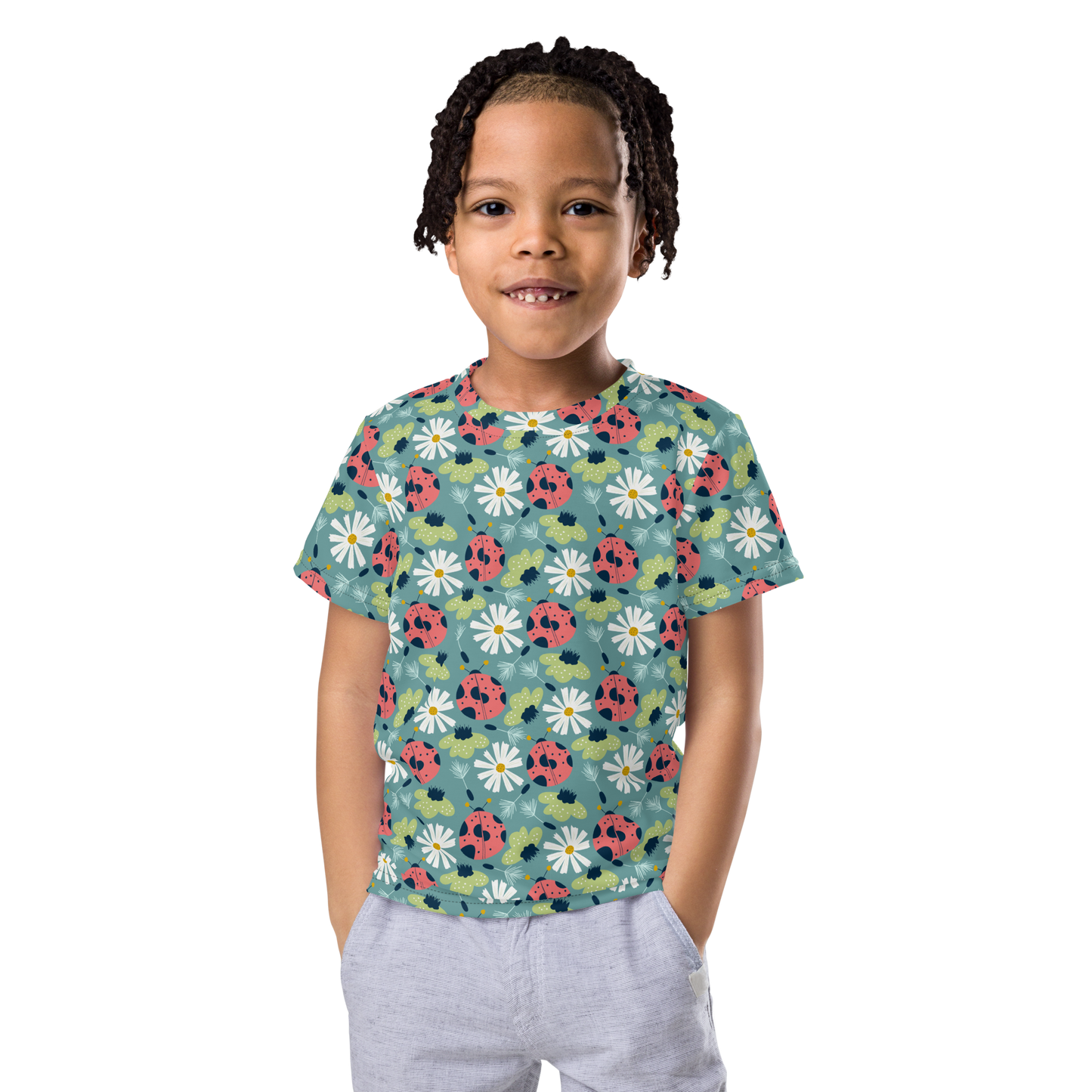 Scandinavian Spring Floral | Seamless Patterns | All-Over Print Kids Crew Neck T-Shirt - #2