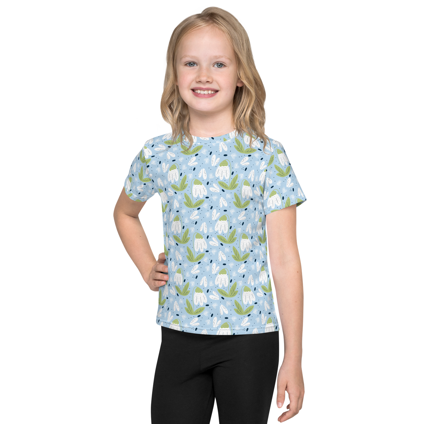 Scandinavian Spring Floral | Seamless Patterns | All-Over Print Kids Crew Neck T-Shirt - #3