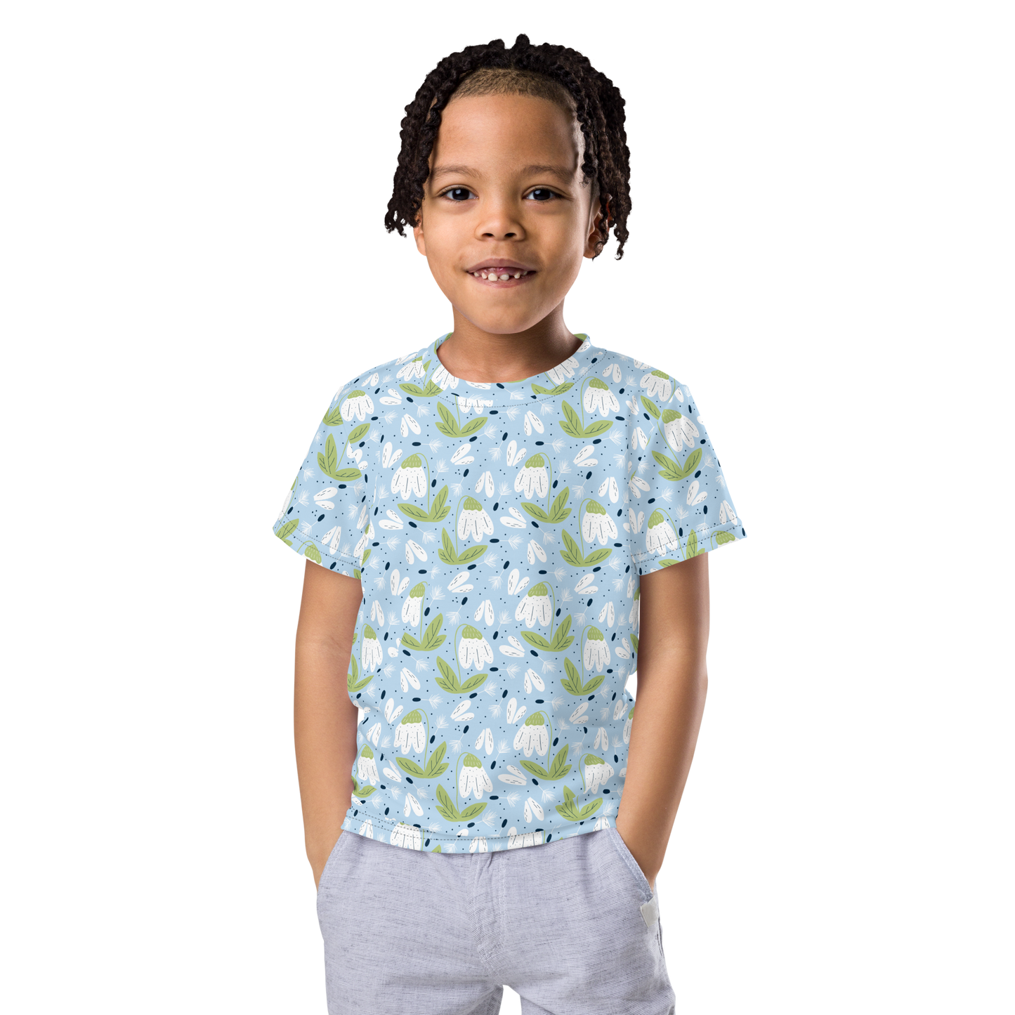 Scandinavian Spring Floral | Seamless Patterns | All-Over Print Kids Crew Neck T-Shirt - #3