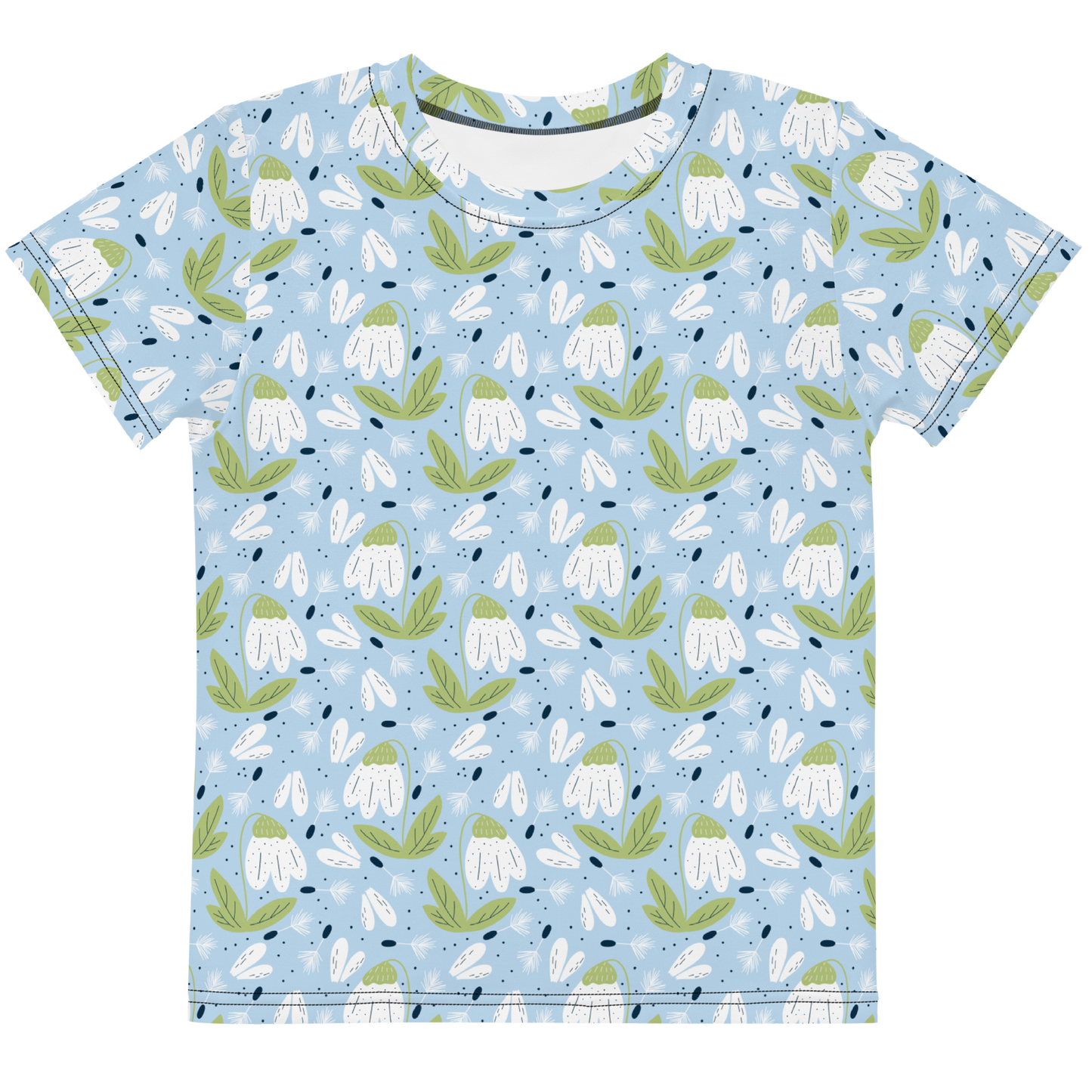 Scandinavian Spring Floral | Seamless Patterns | All-Over Print Kids Crew Neck T-Shirt - #3