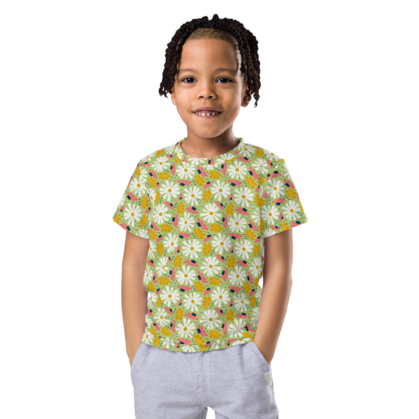 Scandinavian Spring Floral | Seamless Patterns | All-Over Print Kids Crew Neck T-Shirt - #4