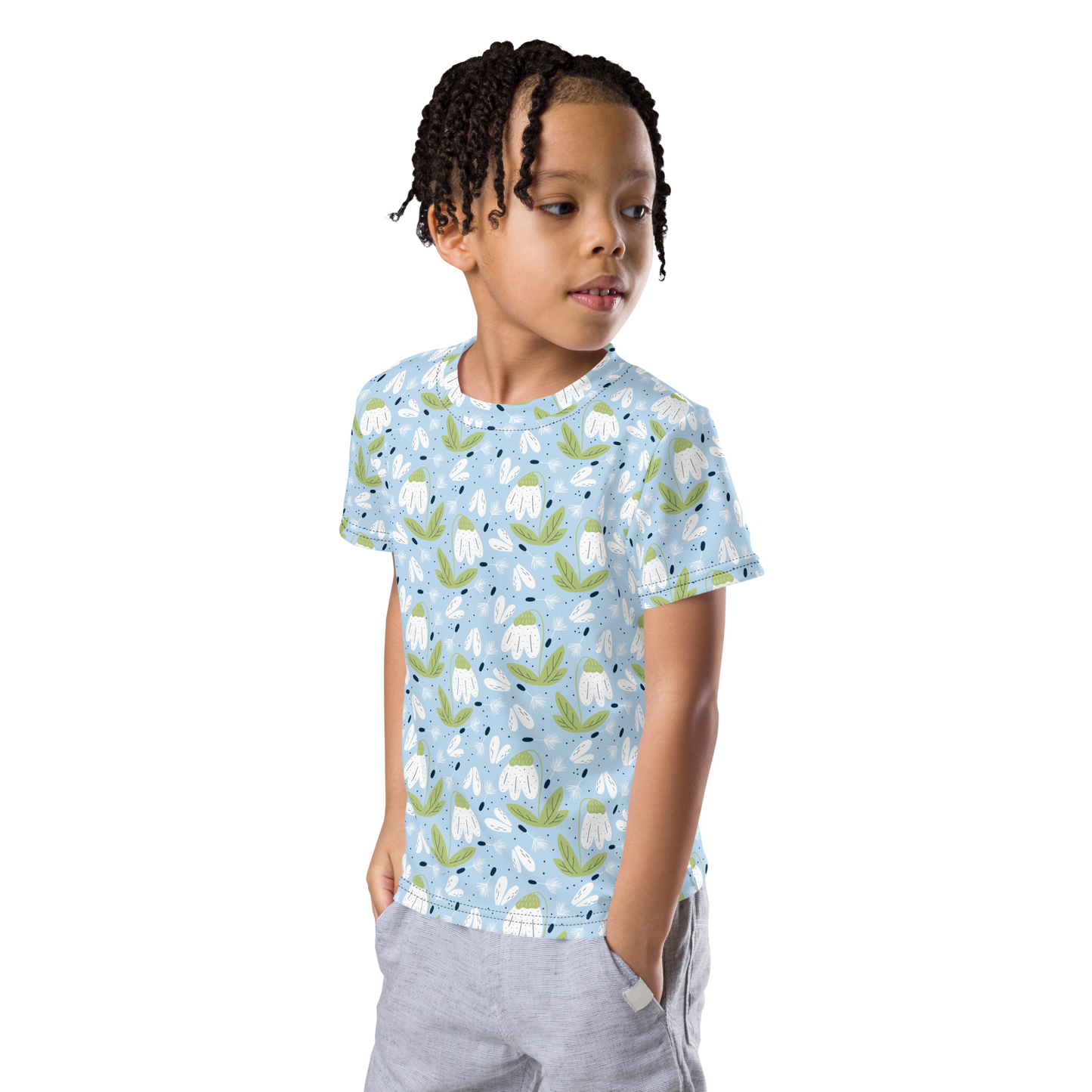 Scandinavian Spring Floral | Seamless Patterns | All-Over Print Kids Crew Neck T-Shirt - #3