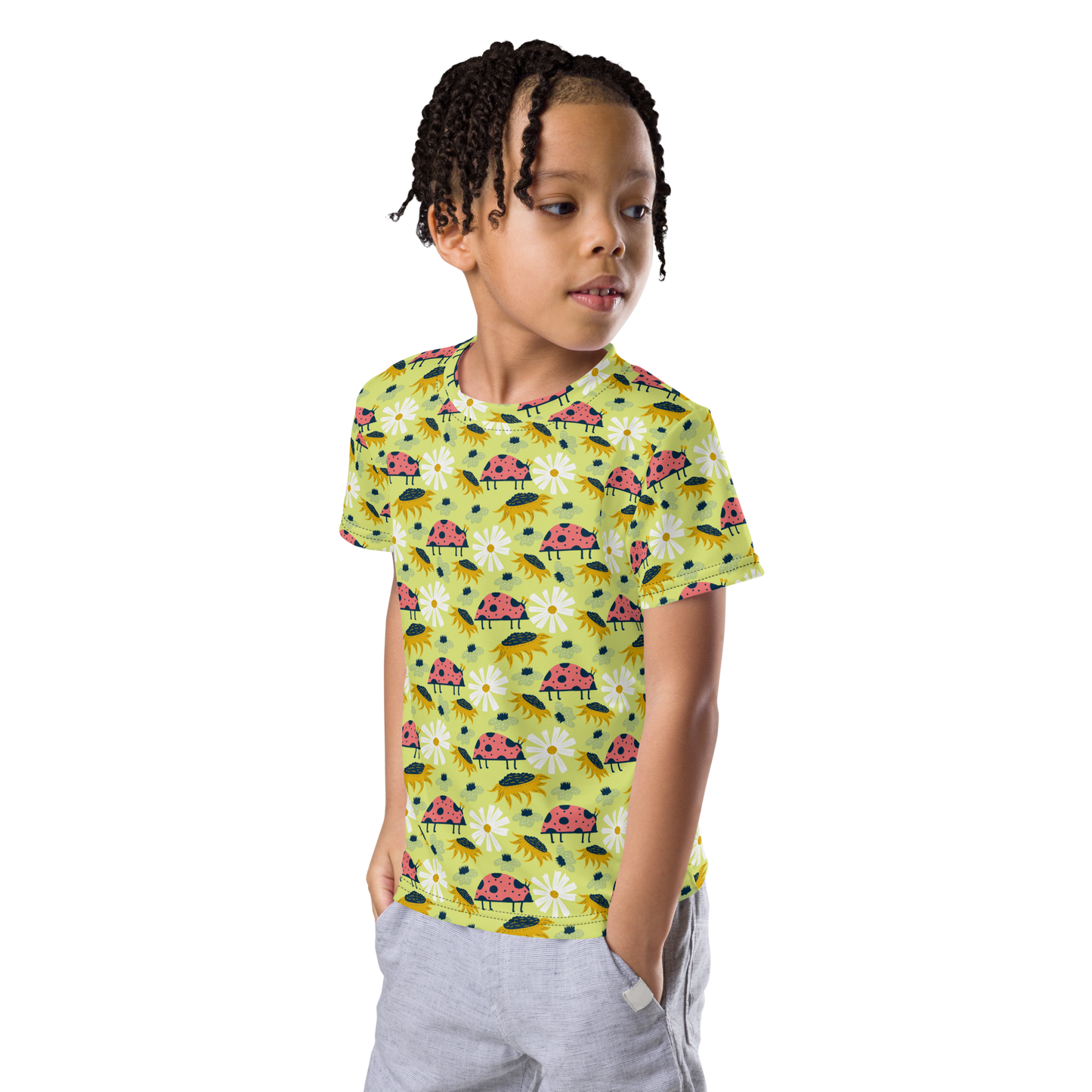 Scandinavian Spring Floral | Seamless Patterns | All-Over Print Kids Crew Neck T-Shirt - #6