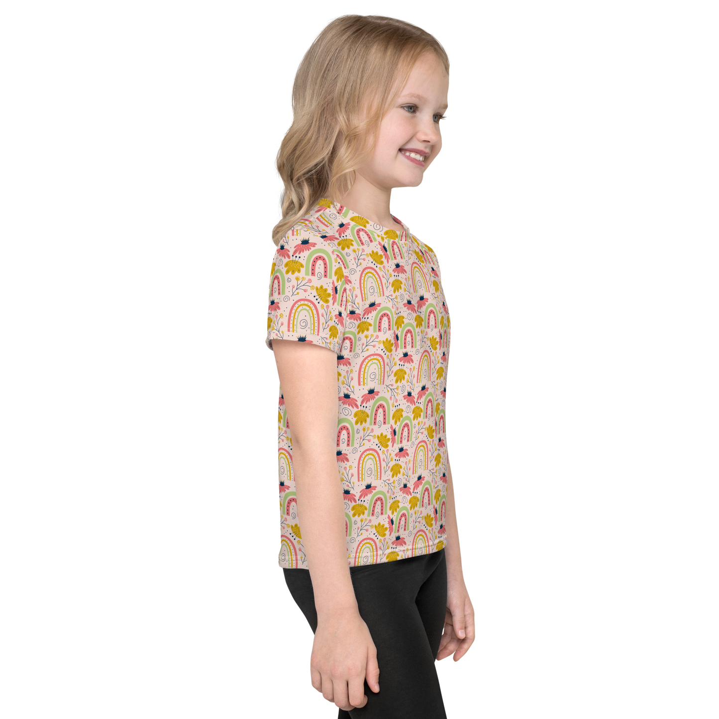 Scandinavian Spring Floral | Seamless Patterns | All-Over Print Kids Crew Neck T-Shirt - #7