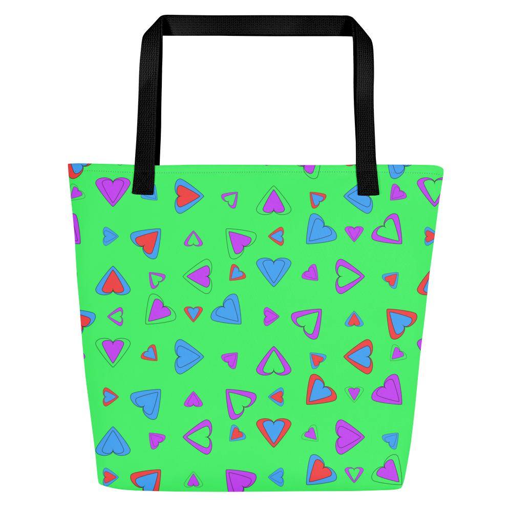 Rainbow Of Hearts | Batch 01 | Seamless Patterns | All-Over Print Large Tote Bag w/ Pocket - #7